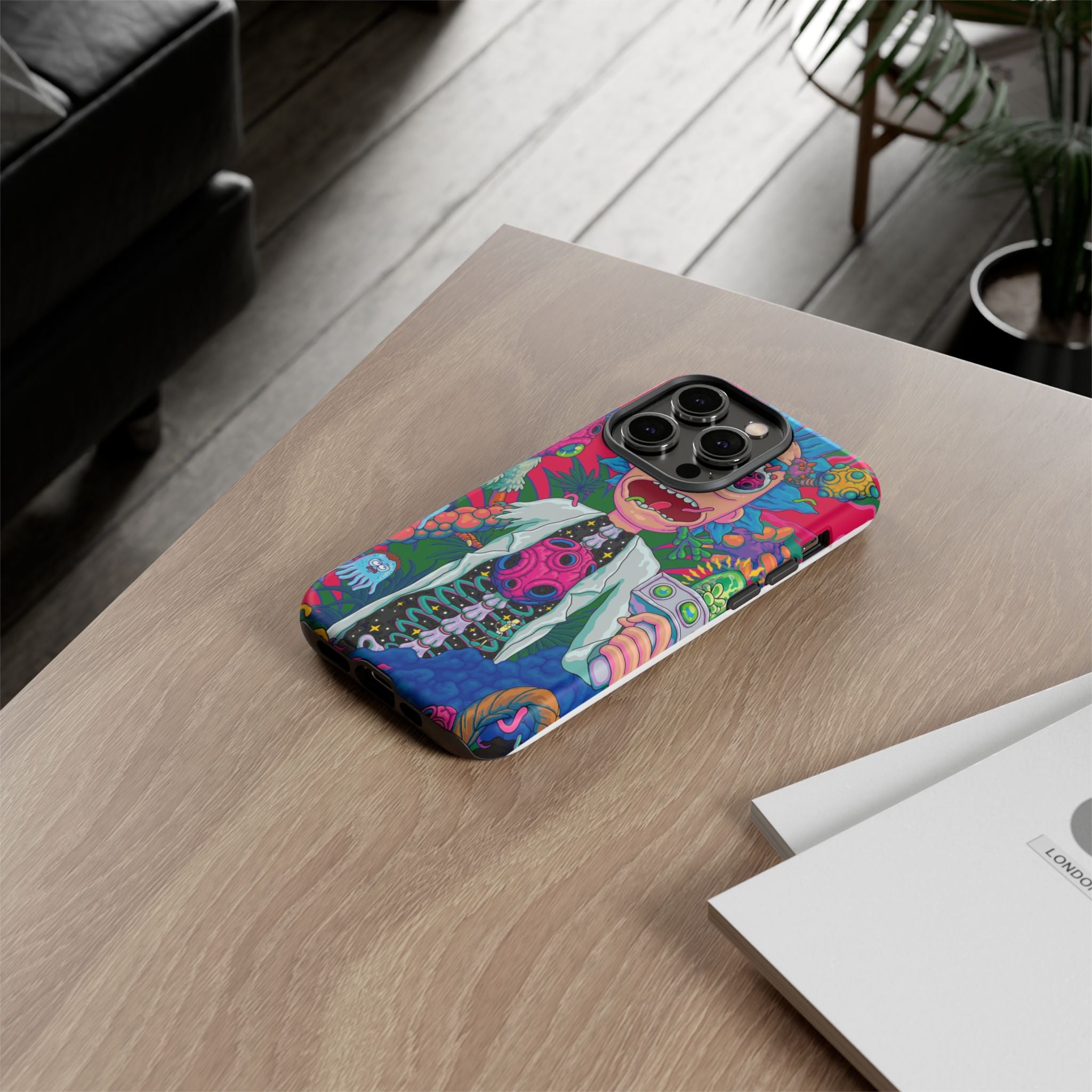Rick and Morty Psychedelic iPhone Tough Case – Colorful Cartoon Science Design