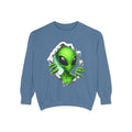 Alien Peeking Graphic Sweatshirt – Green Extraterrestrial Crewneck