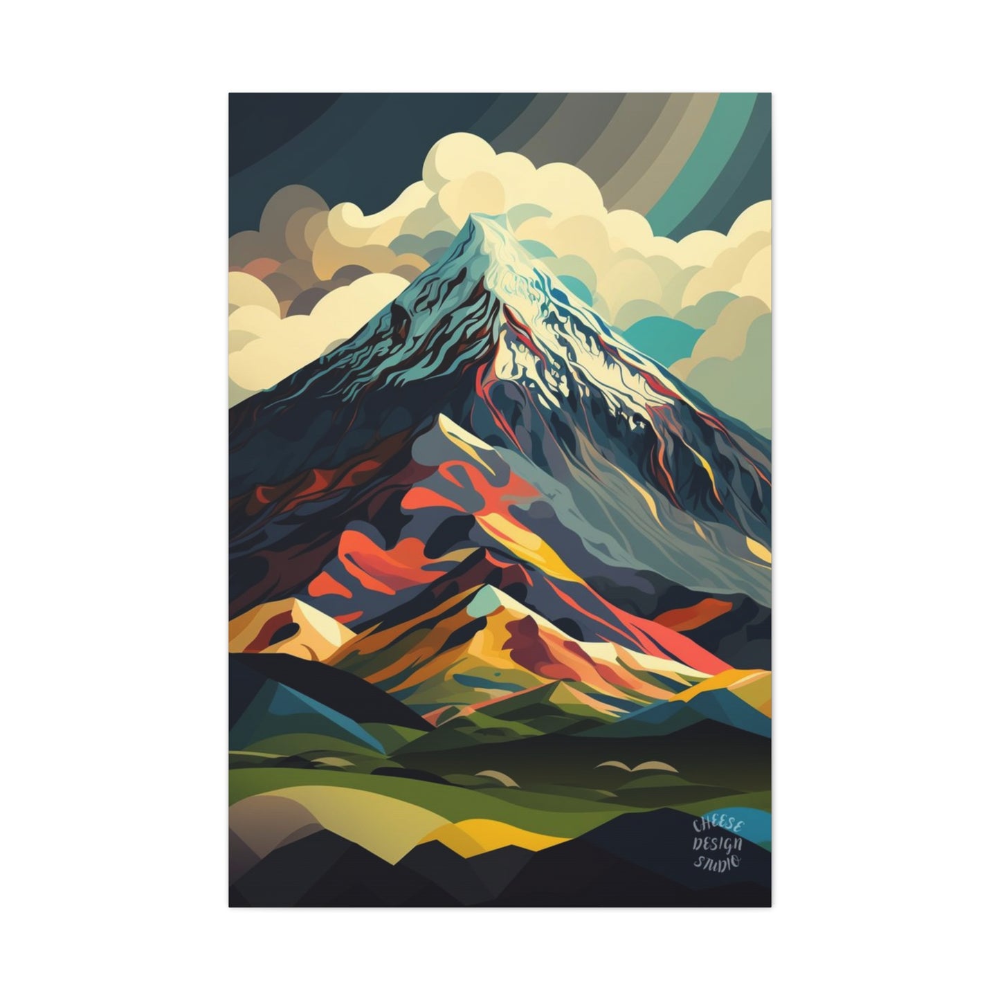 Abstract Mountain Landscape Matte Canvas Print — Stretched Wall Art