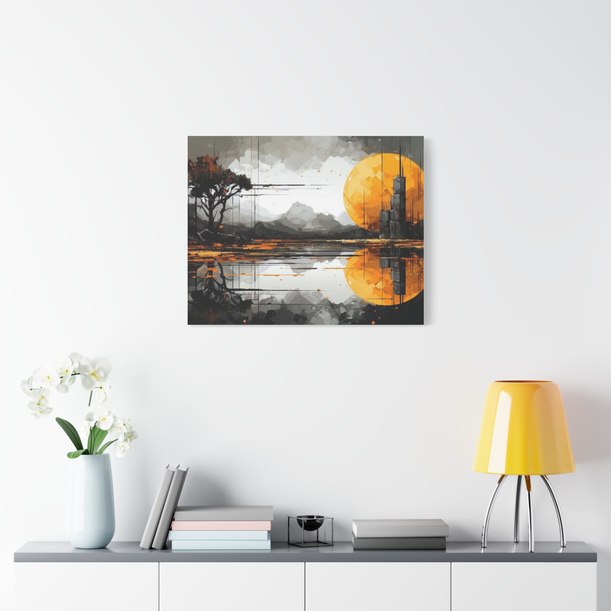 Autumn Lake Moon Matte Canvas Print — Stretched 1.25"