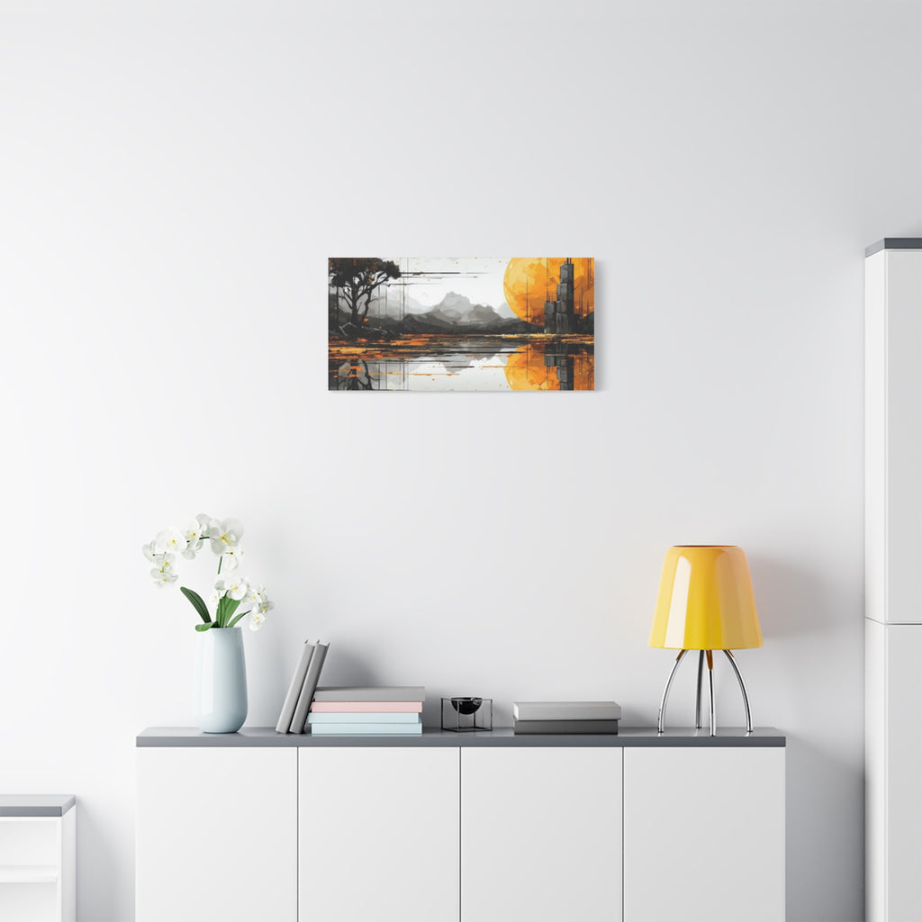 Autumn Lake Moon Matte Canvas Print — Stretched 1.25"