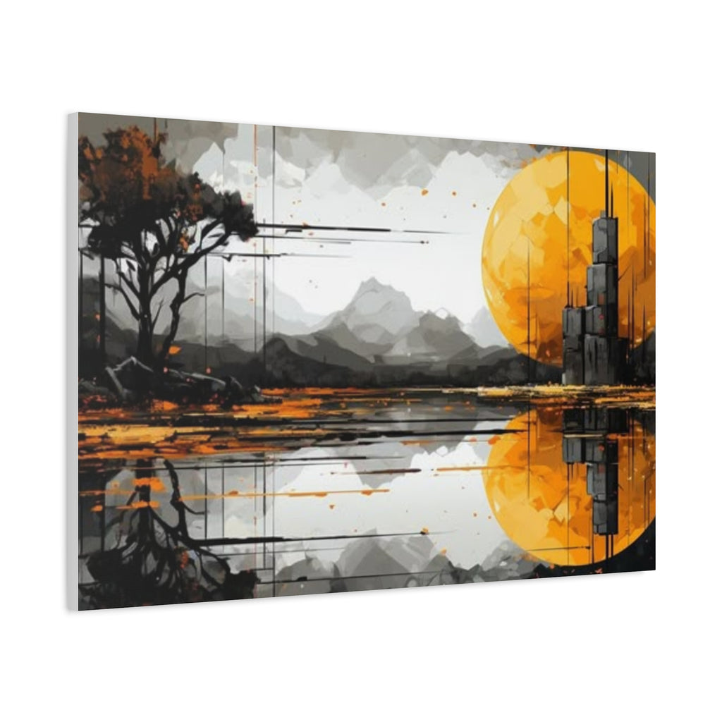 Autumn Lake Moon Matte Canvas Print — Stretched 1.25"