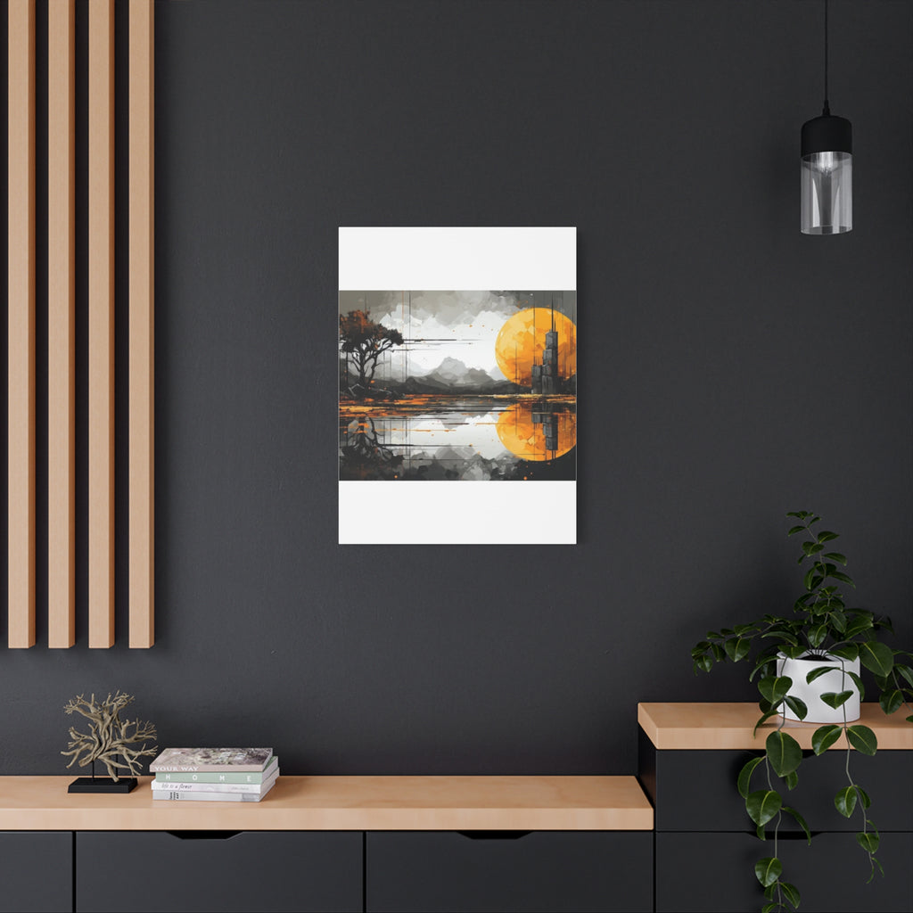 Autumn Lake Moon Matte Canvas Print — Stretched 1.25"