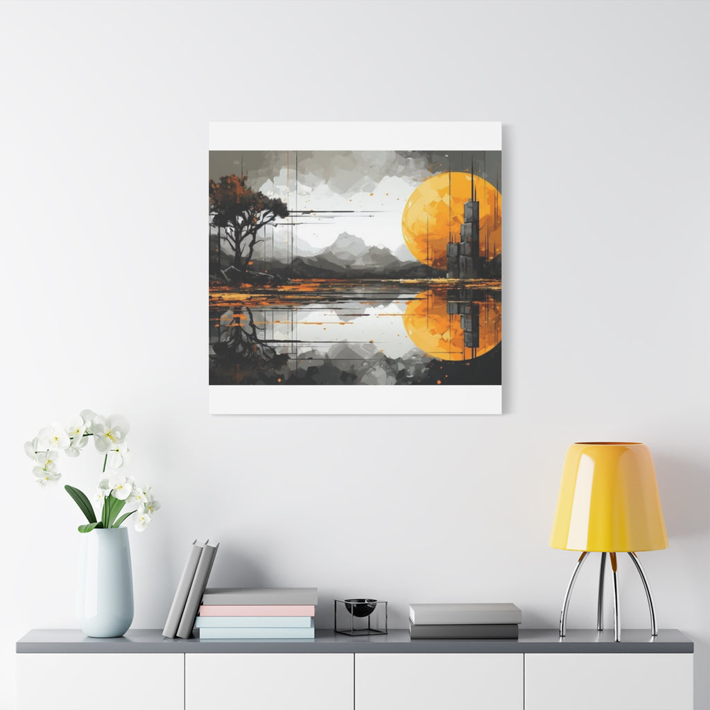 Autumn Lake Moon Matte Canvas Print — Stretched 1.25"