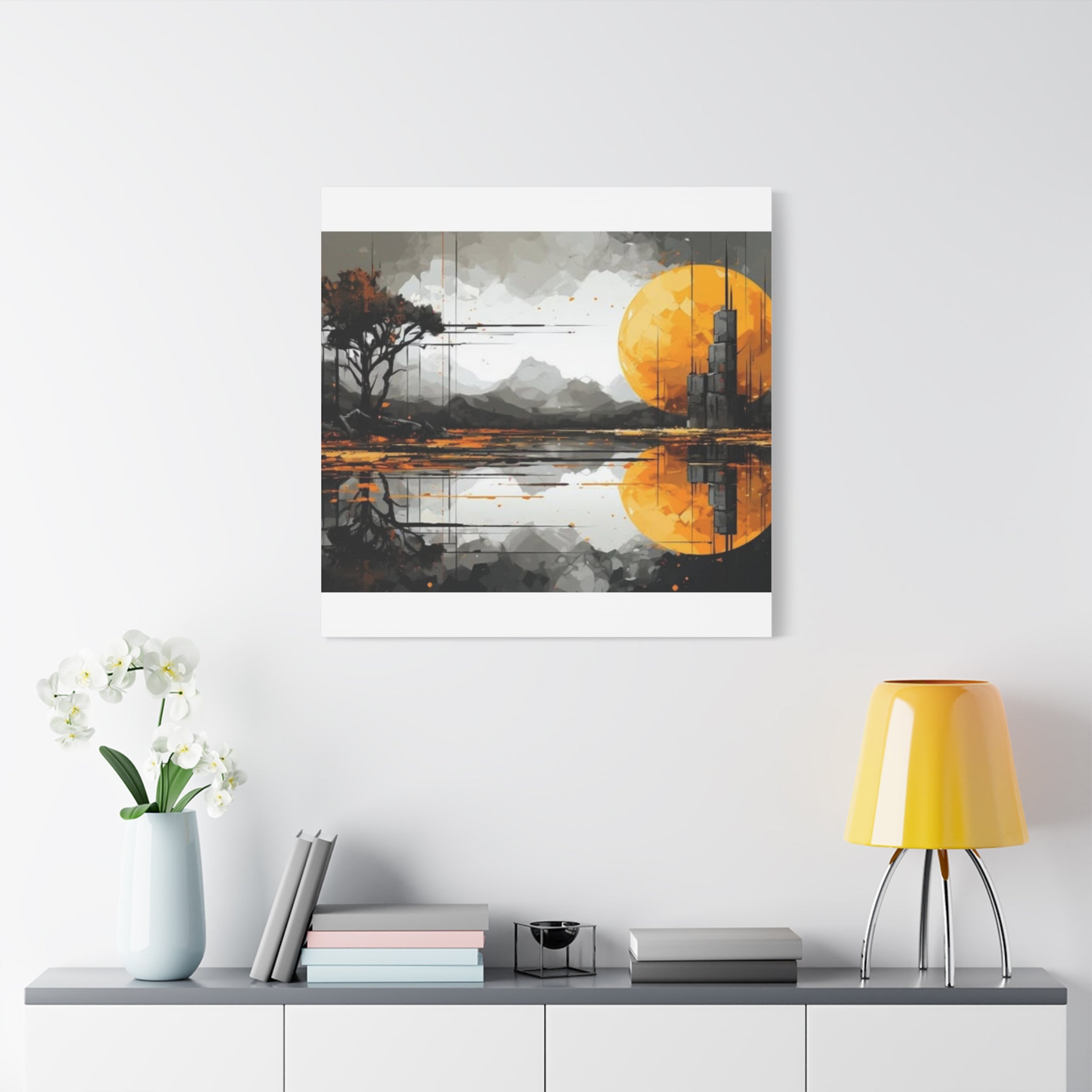 Autumn Lake Moon Matte Canvas Print — Stretched 1.25"