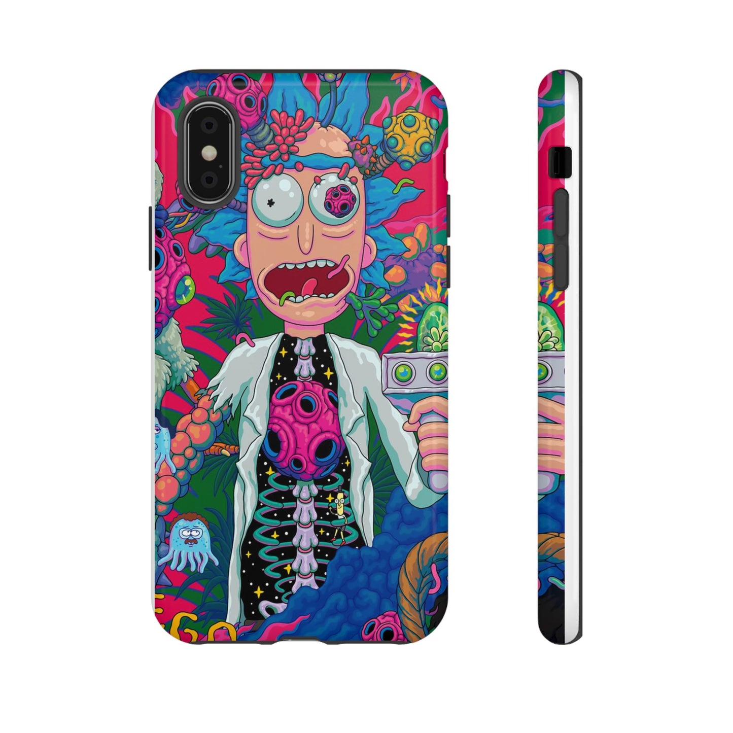 Rick and Morty Psychedelic iPhone Tough Case – Colorful Cartoon Science Design