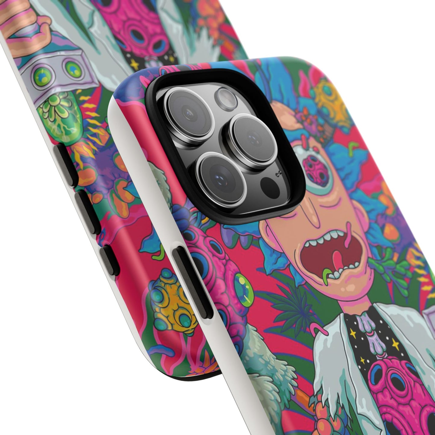 Rick and Morty Psychedelic iPhone Tough Case – Colorful Cartoon Science Design