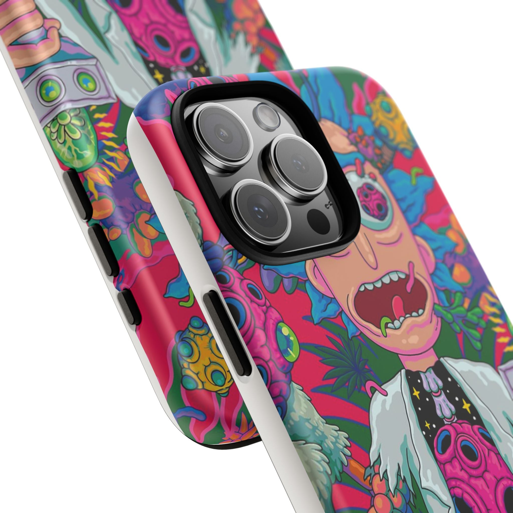 Rick and Morty Psychedelic iPhone Tough Case – Colorful Cartoon Science Design