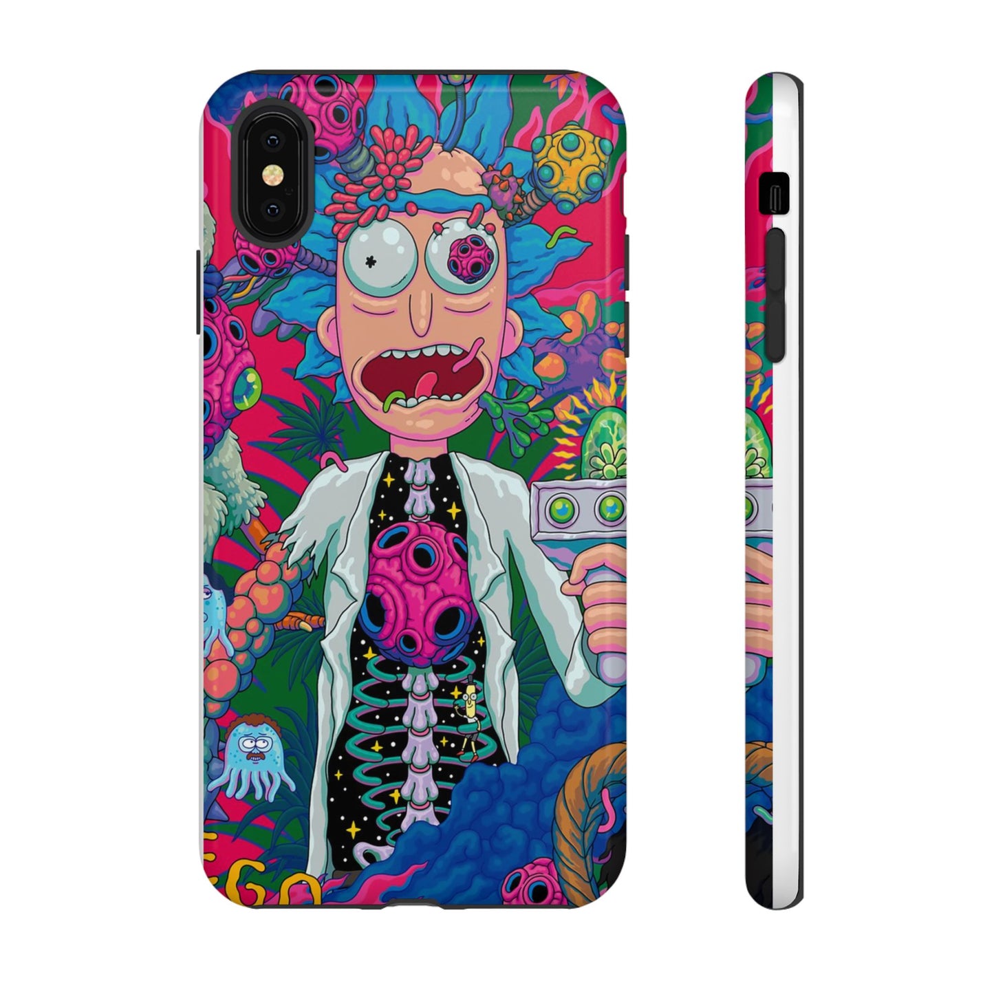 Rick and Morty Psychedelic iPhone Tough Case – Colorful Cartoon Science Design
