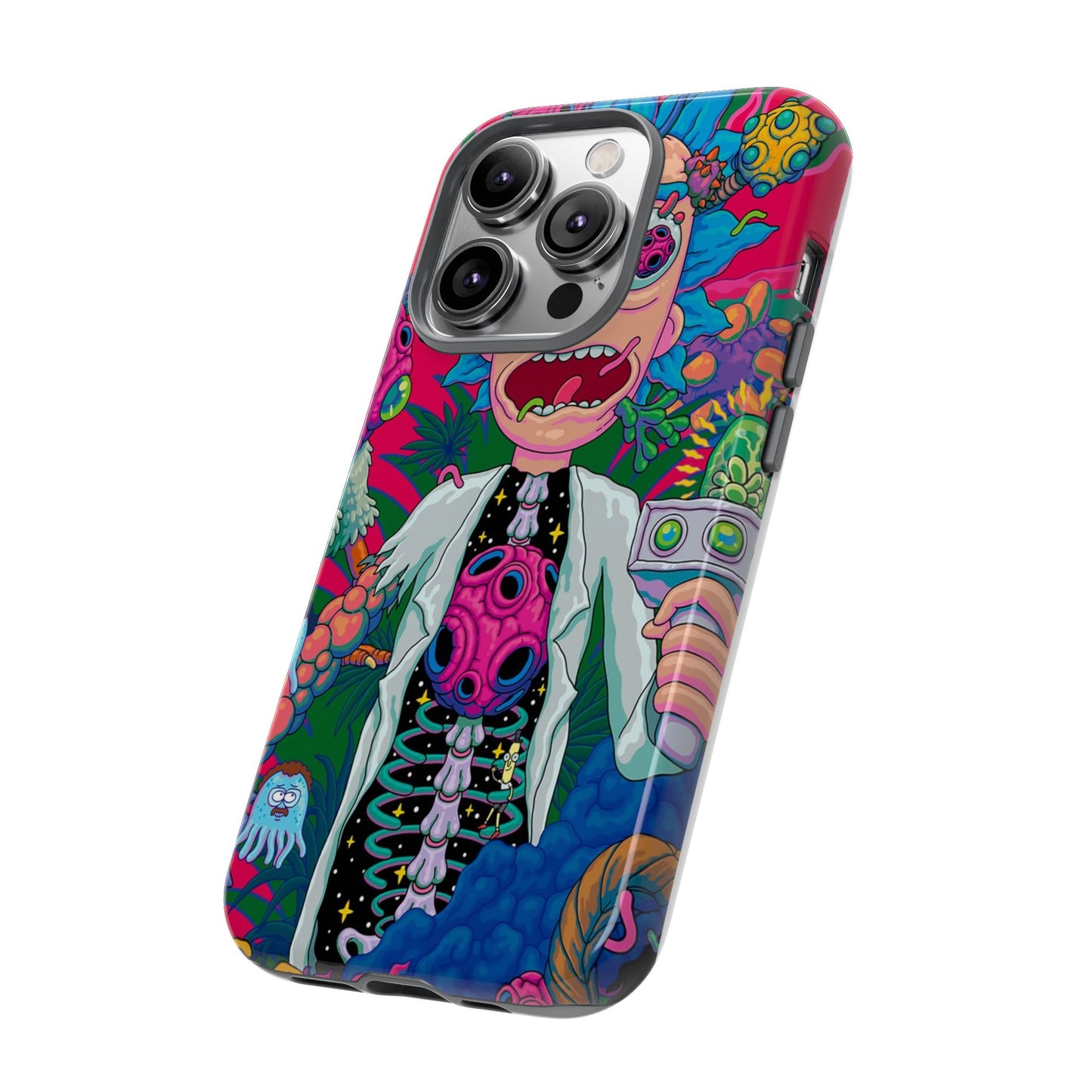 Rick and Morty Psychedelic iPhone Tough Case – Colorful Cartoon Science Design
