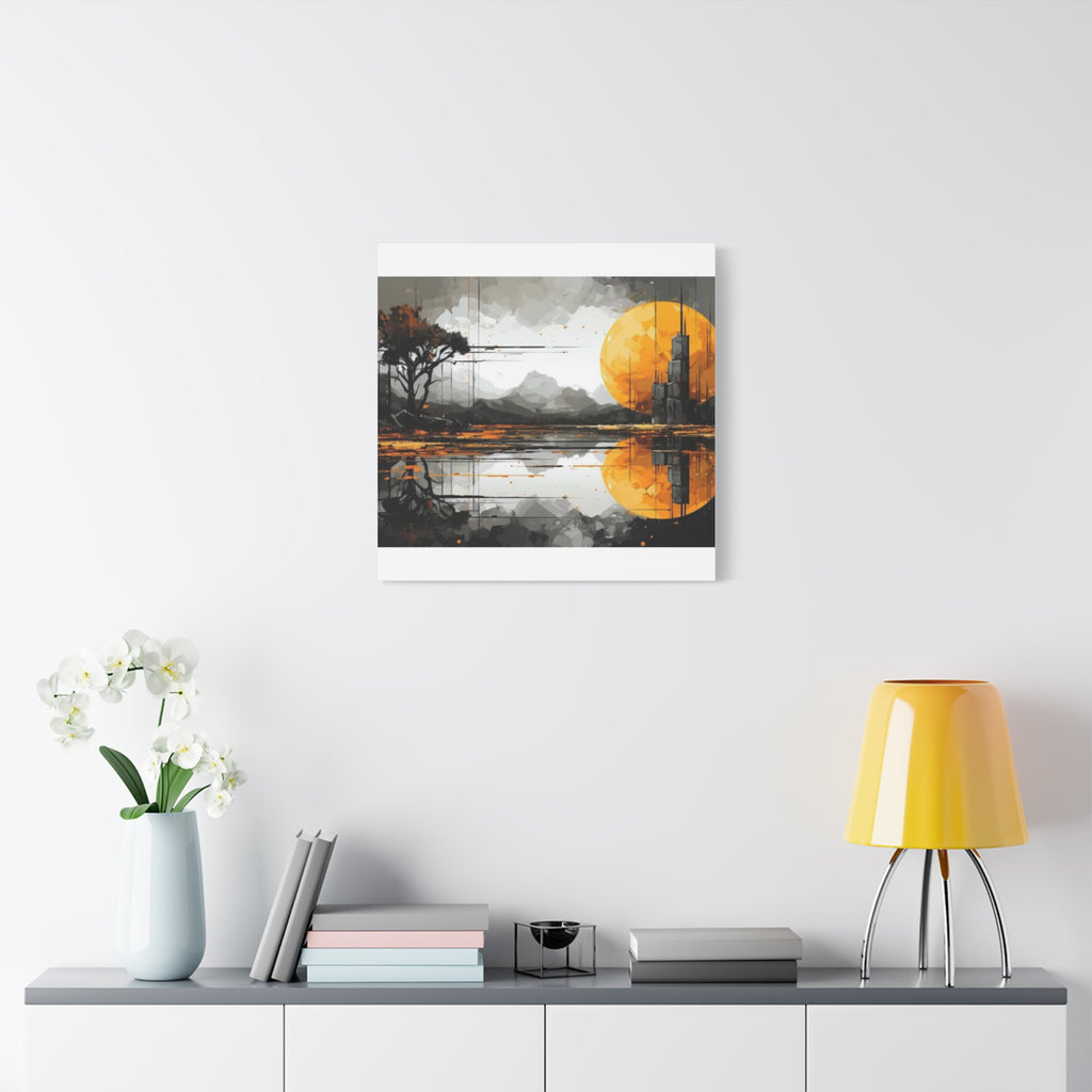 Autumn Lake Moon Matte Canvas Print — Stretched 1.25"