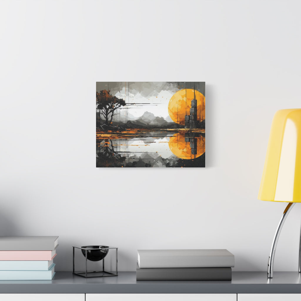 Autumn Lake Moon Matte Canvas Print — Stretched 1.25"