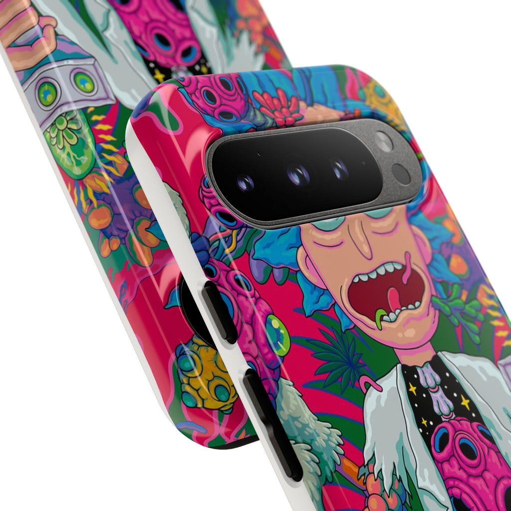 Rick and Morty Psychedelic iPhone Tough Case – Colorful Cartoon Science Design
