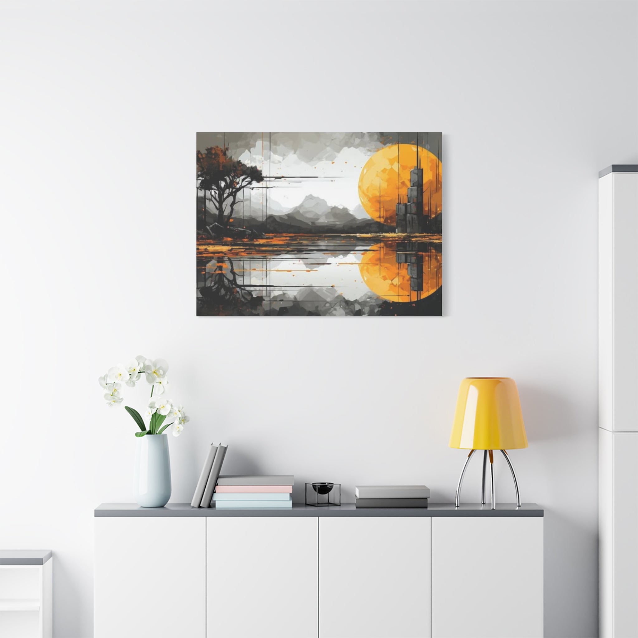 Autumn Lake Moon Matte Canvas Print — Stretched 1.25"