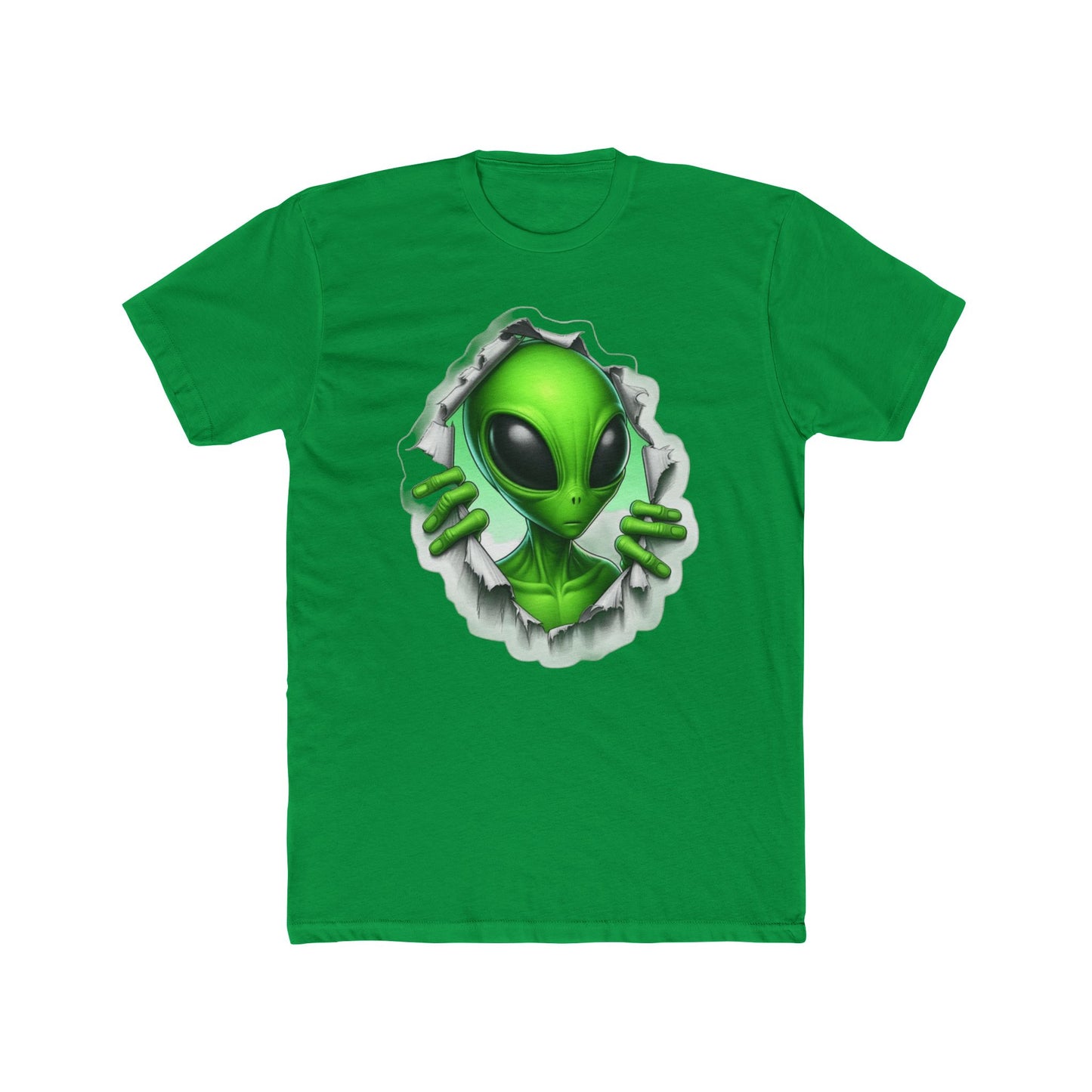 Alien Peeking Tee — Green Extraterrestrial Graphic T-Shirt