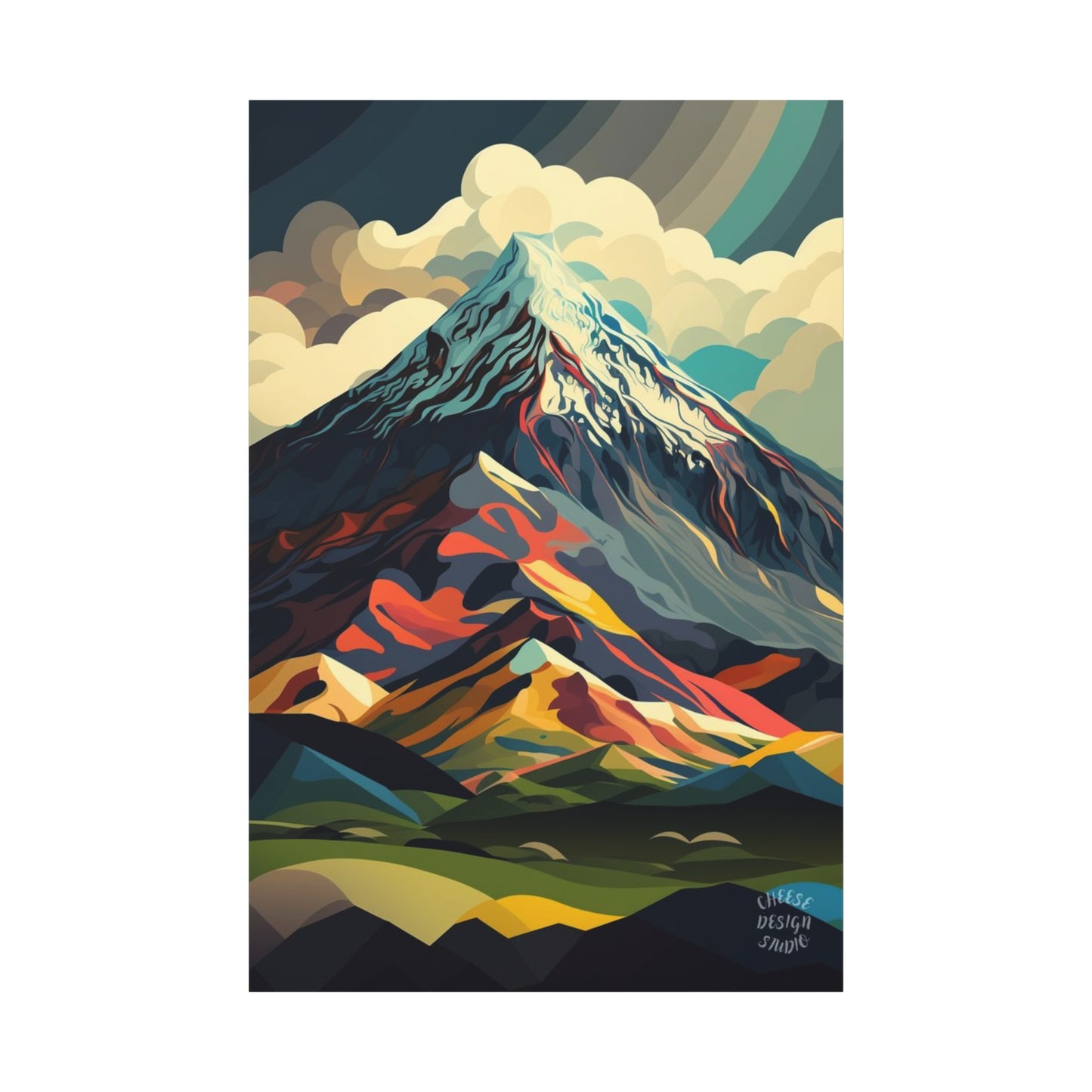 Abstract Mountain Landscape Matte Canvas Print — Stretched Wall Art