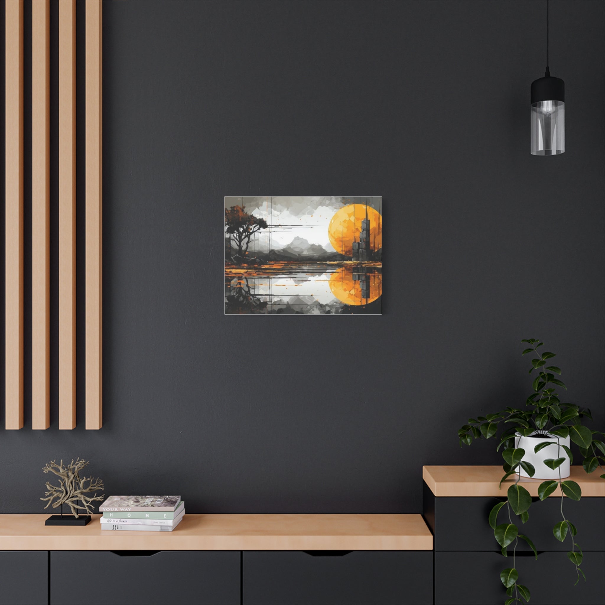 Autumn Lake Moon Matte Canvas Print — Stretched 1.25"