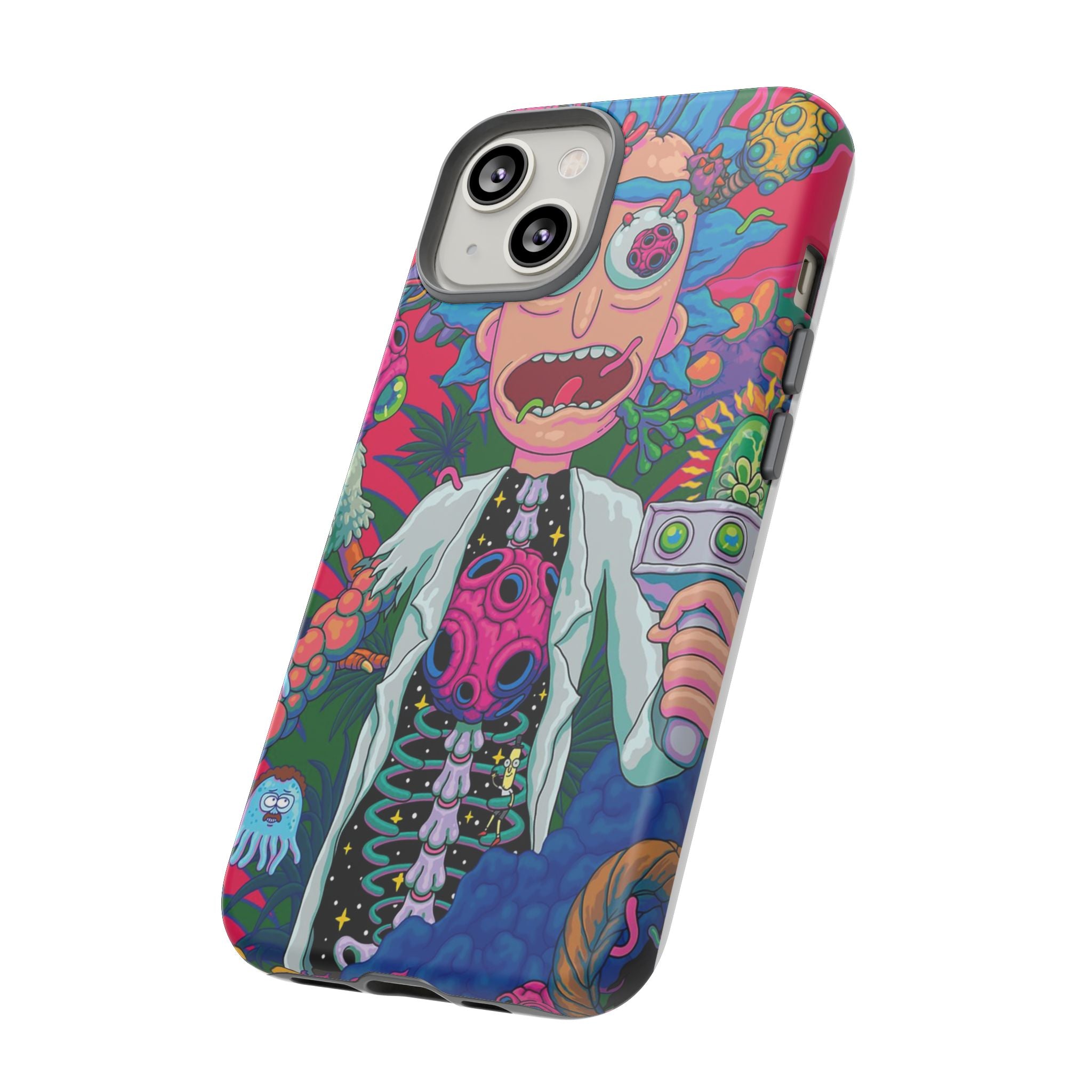 Rick and Morty Psychedelic iPhone Tough Case – Colorful Cartoon Science Design
