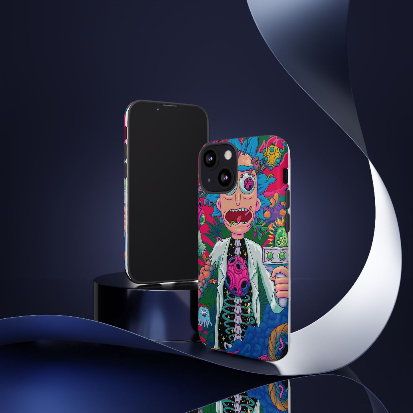 Rick and Morty Psychedelic iPhone Tough Case – Colorful Cartoon Science Design