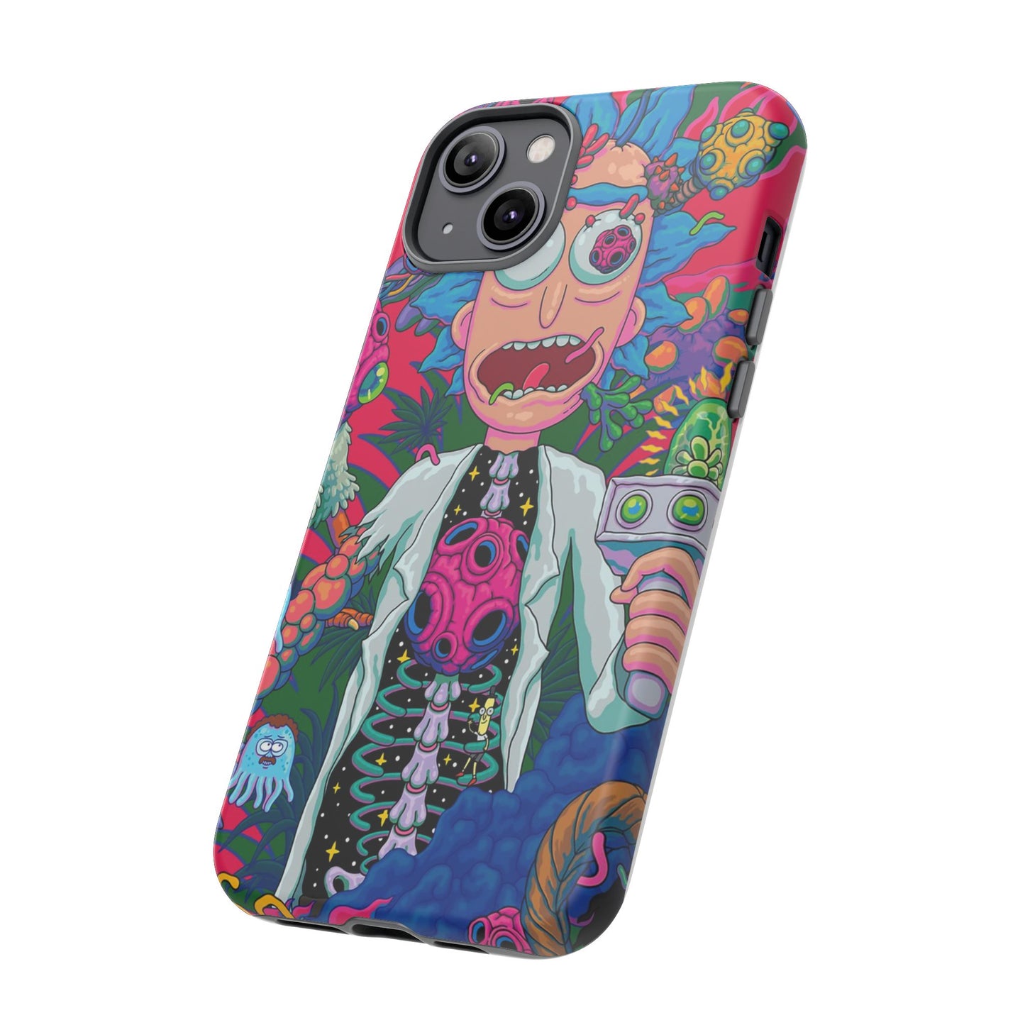 Rick and Morty Psychedelic iPhone Tough Case – Colorful Cartoon Science Design