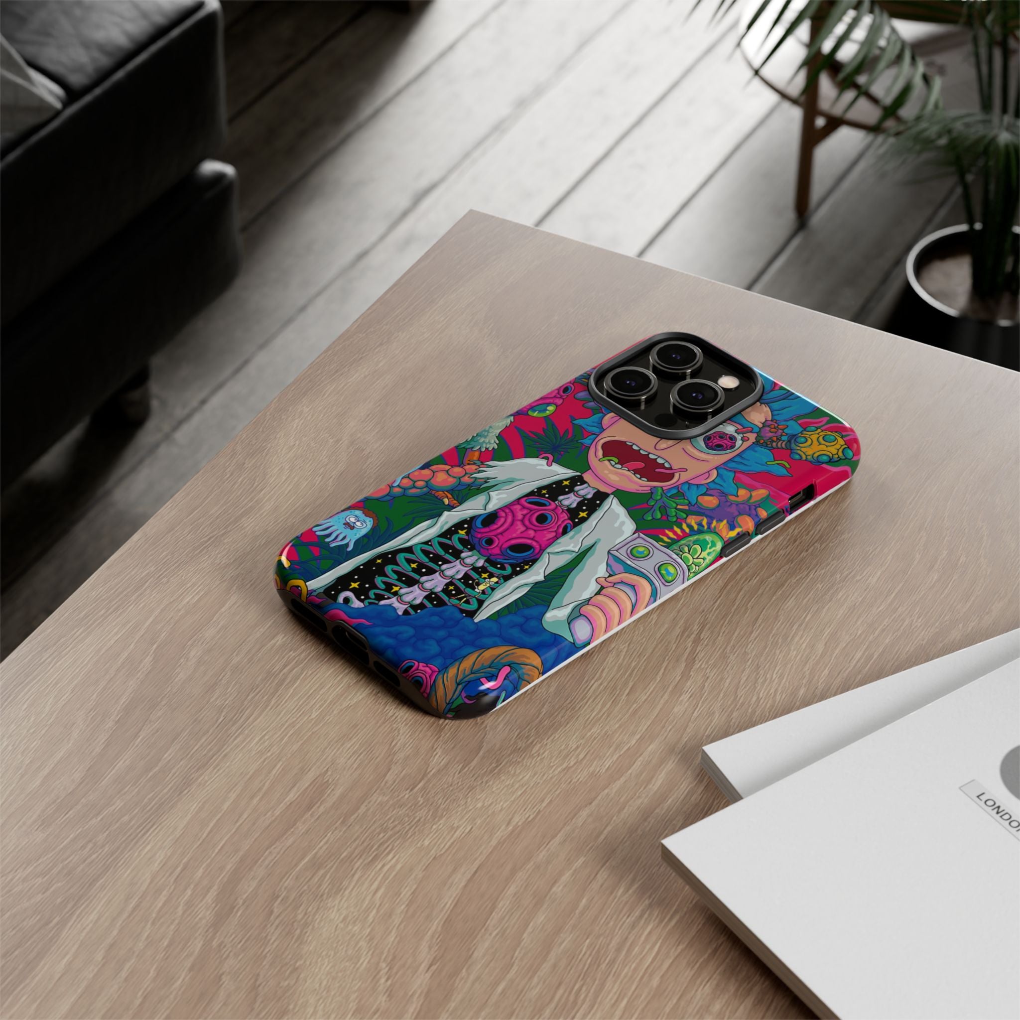 Rick and Morty Psychedelic iPhone Tough Case – Colorful Cartoon Science Design