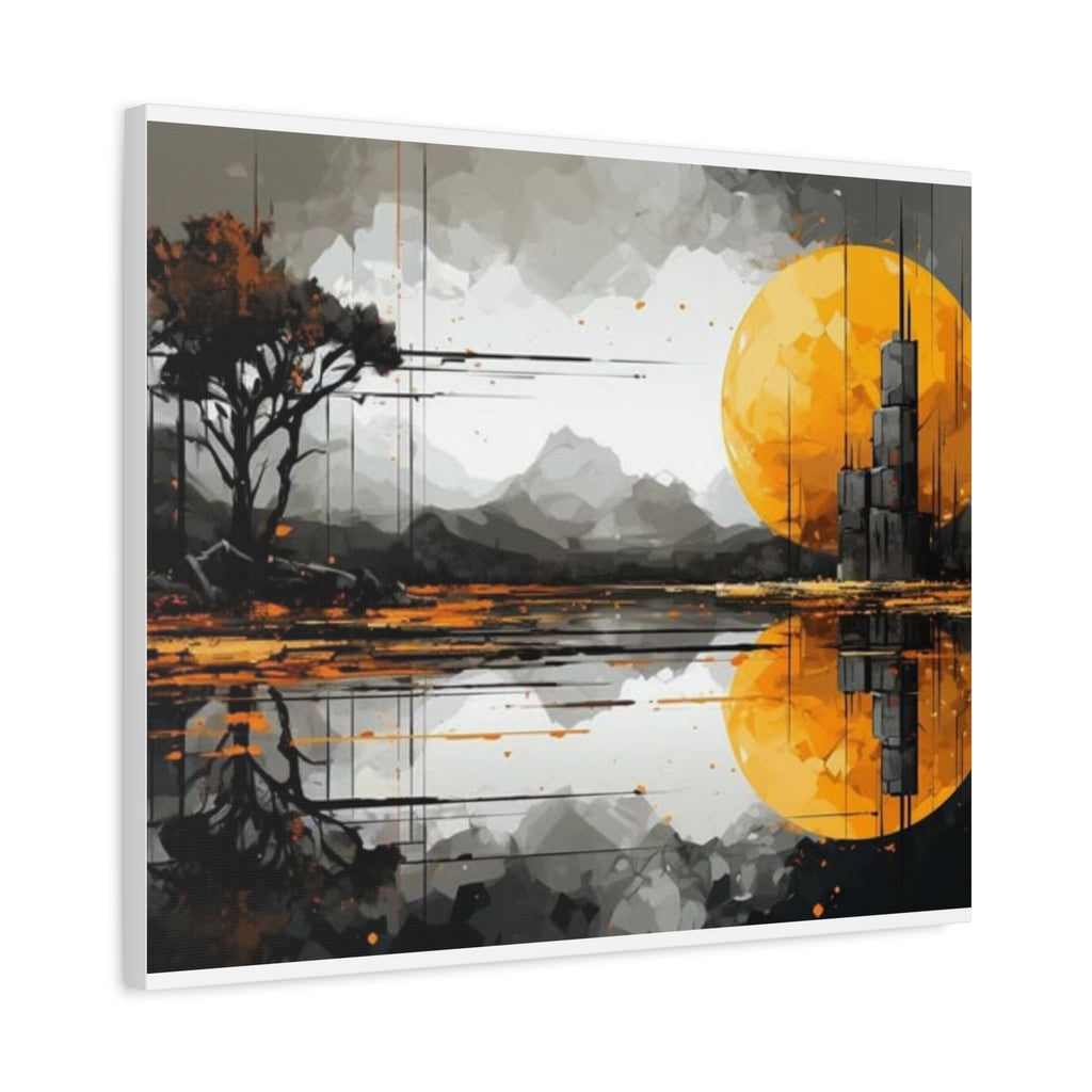 Autumn Lake Moon Matte Canvas Print — Stretched 1.25"