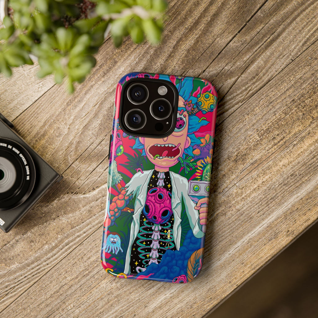 Rick and Morty Psychedelic iPhone Tough Case – Colorful Cartoon Science Design