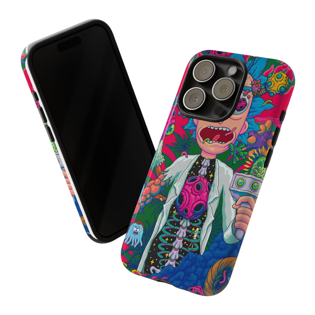 Rick and Morty Psychedelic iPhone Tough Case – Colorful Cartoon Science Design