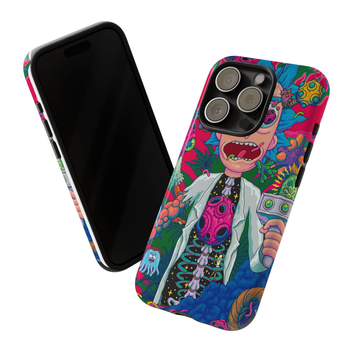 Rick and Morty Psychedelic iPhone Tough Case – Colorful Cartoon Science Design