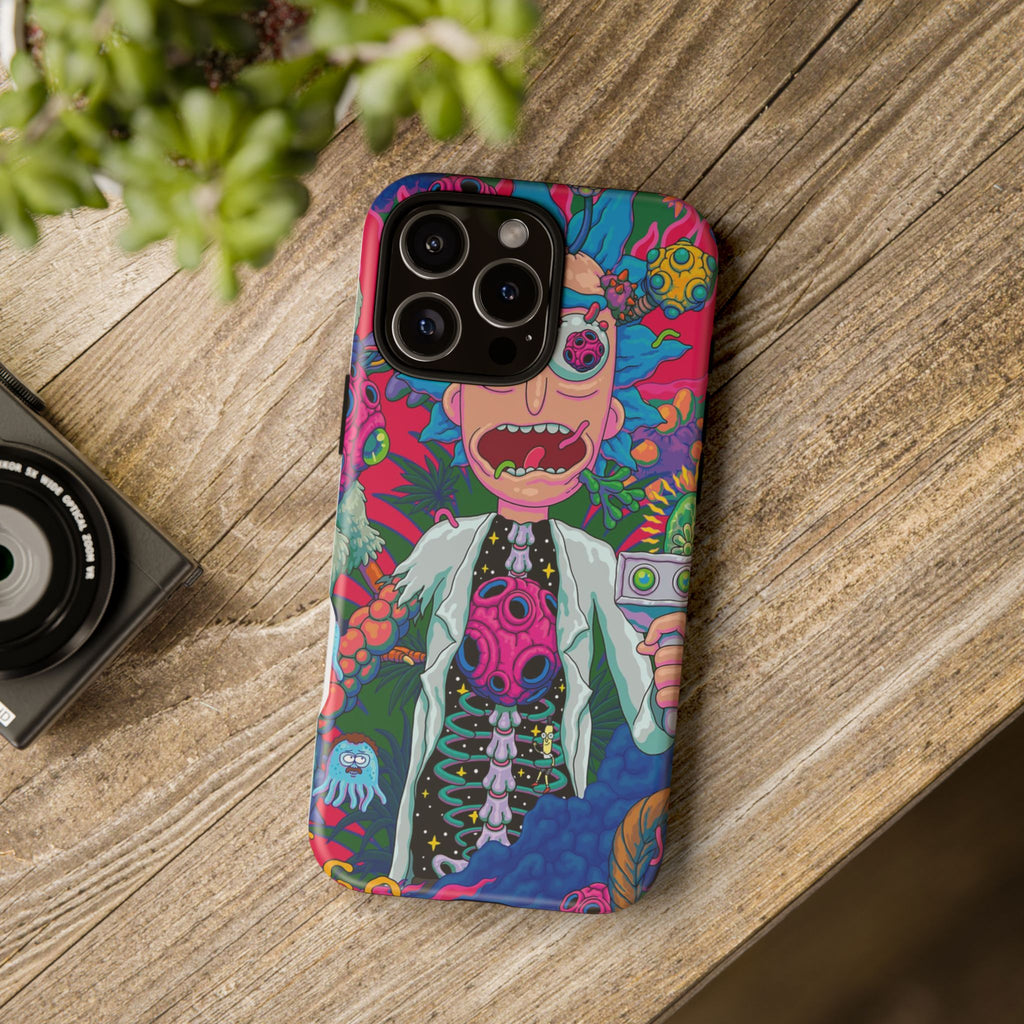 Rick and Morty Psychedelic iPhone Tough Case – Colorful Cartoon Science Design