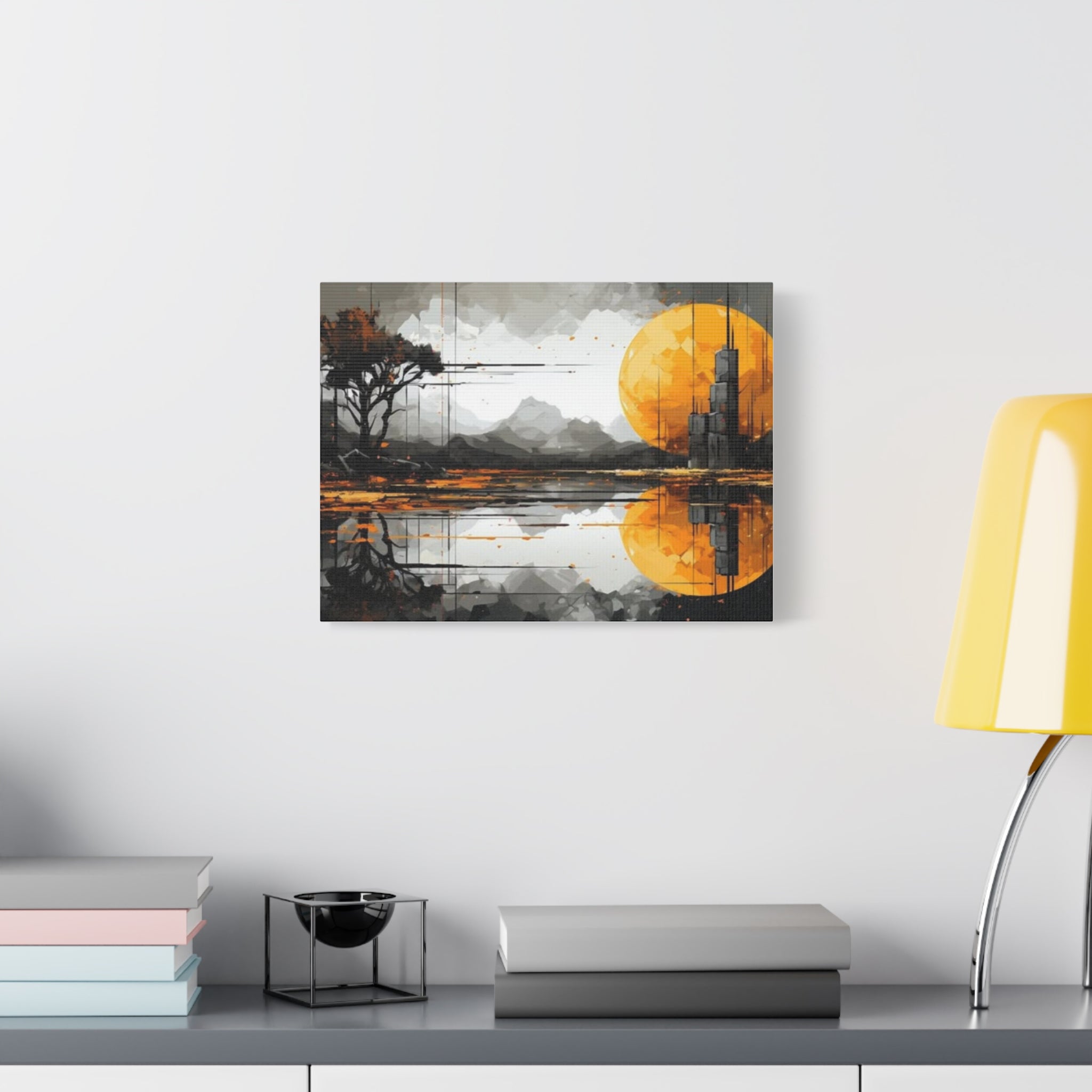 Autumn Lake Moon Matte Canvas Print — Stretched 1.25"
