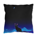 Cat Moon Outdoor Pillow — Night Sky Black Cat Decorative Patio Cushion