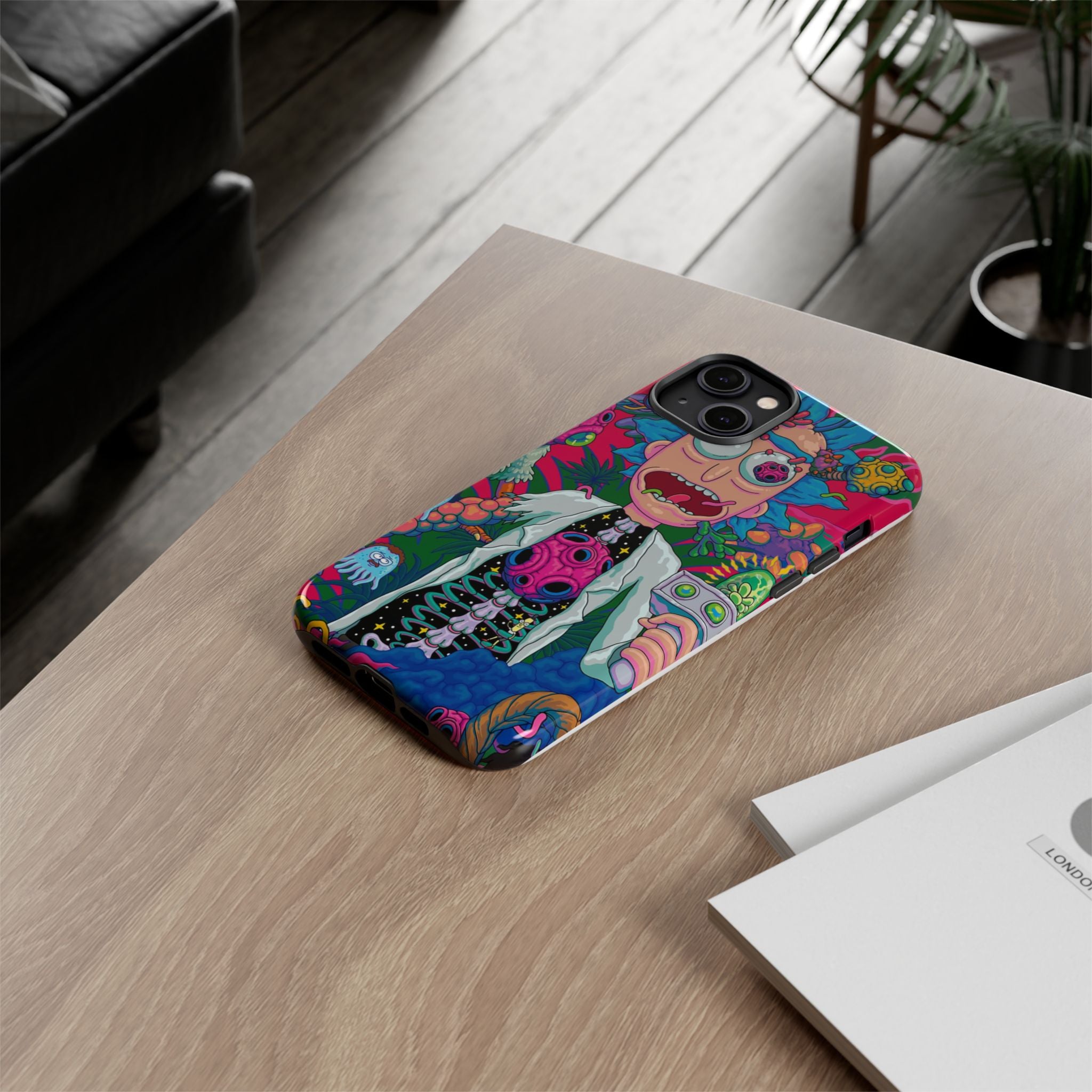 Rick and Morty Psychedelic iPhone Tough Case – Colorful Cartoon Science Design