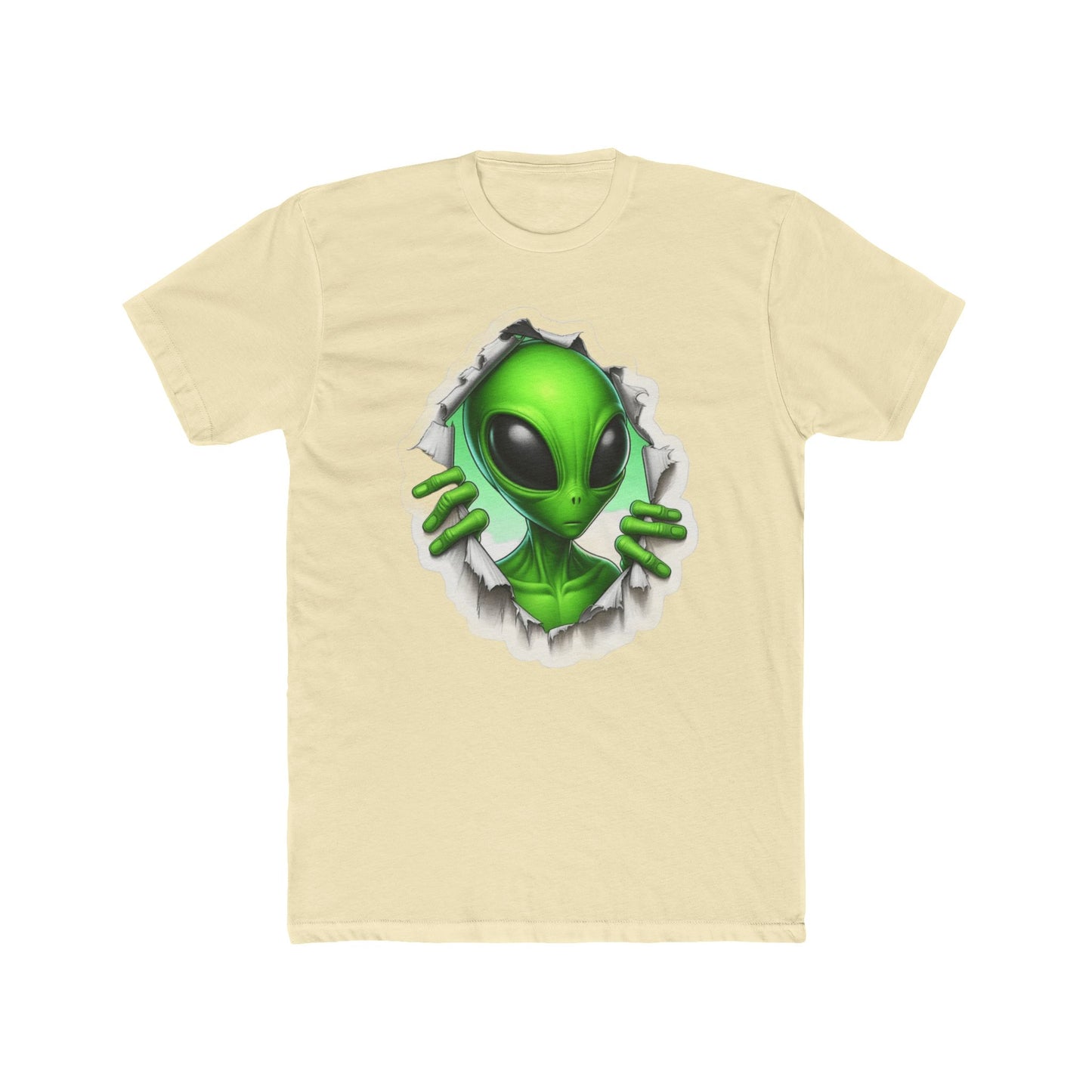 Alien Peeking Tee — Green Extraterrestrial Graphic T-Shirt