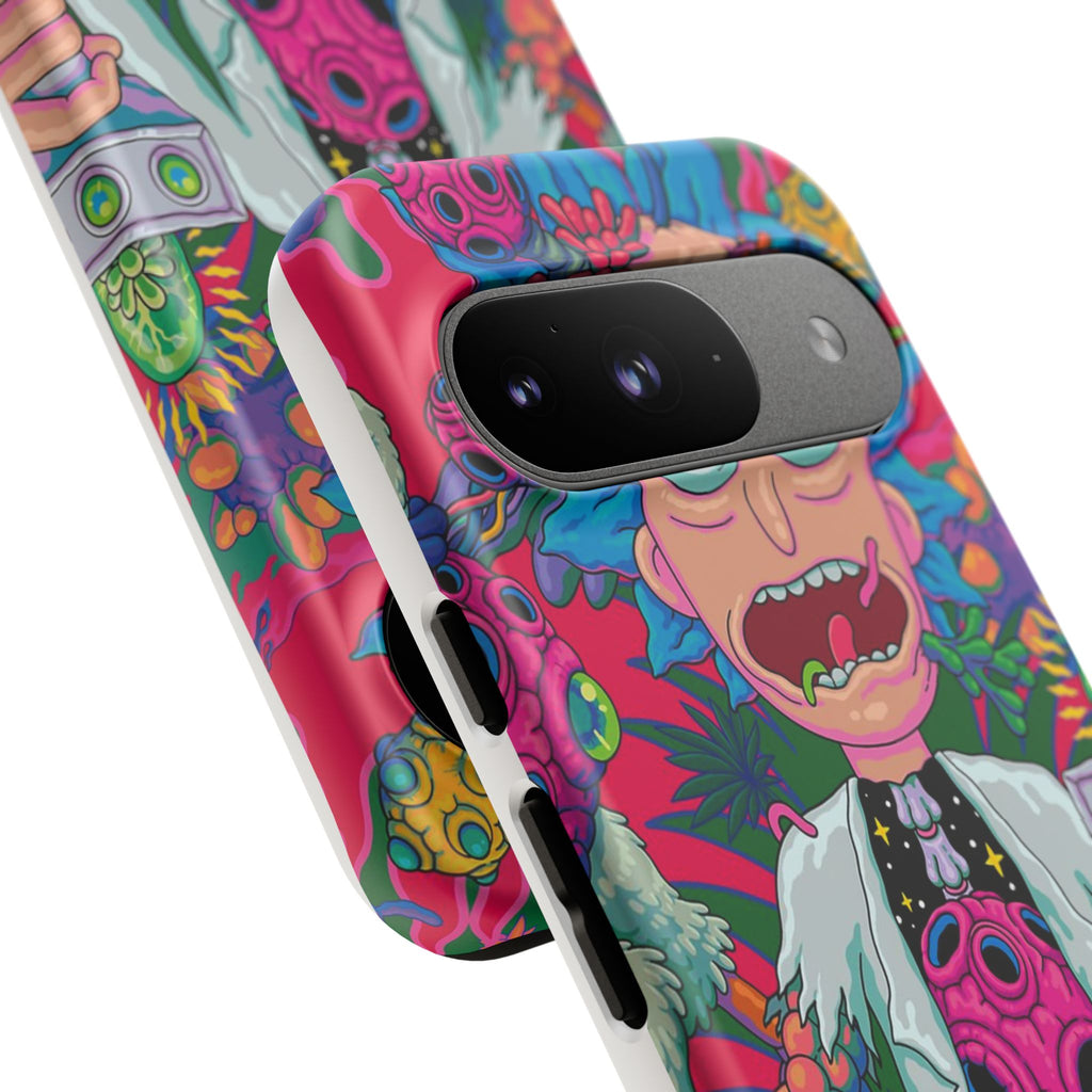 Rick and Morty Psychedelic iPhone Tough Case – Colorful Cartoon Science Design