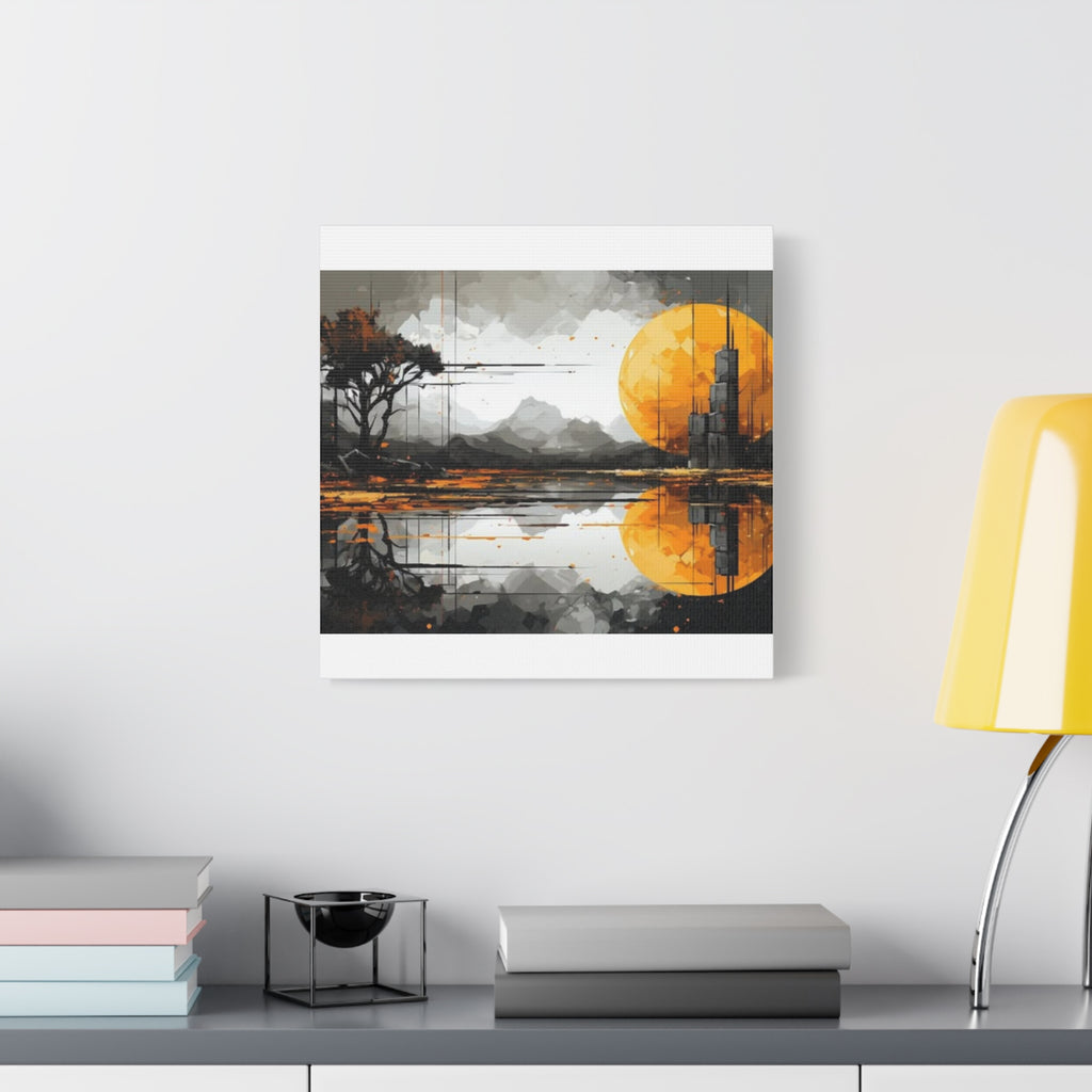 Autumn Lake Moon Matte Canvas Print — Stretched 1.25"