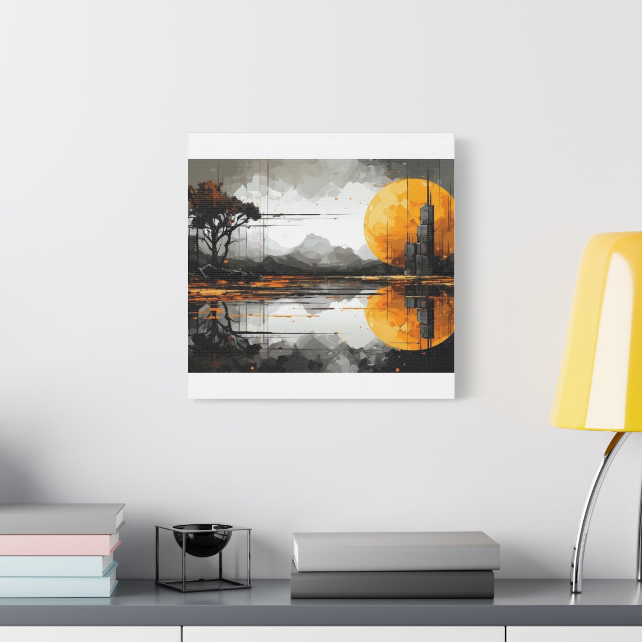 Autumn Lake Moon Matte Canvas Print — Stretched 1.25"