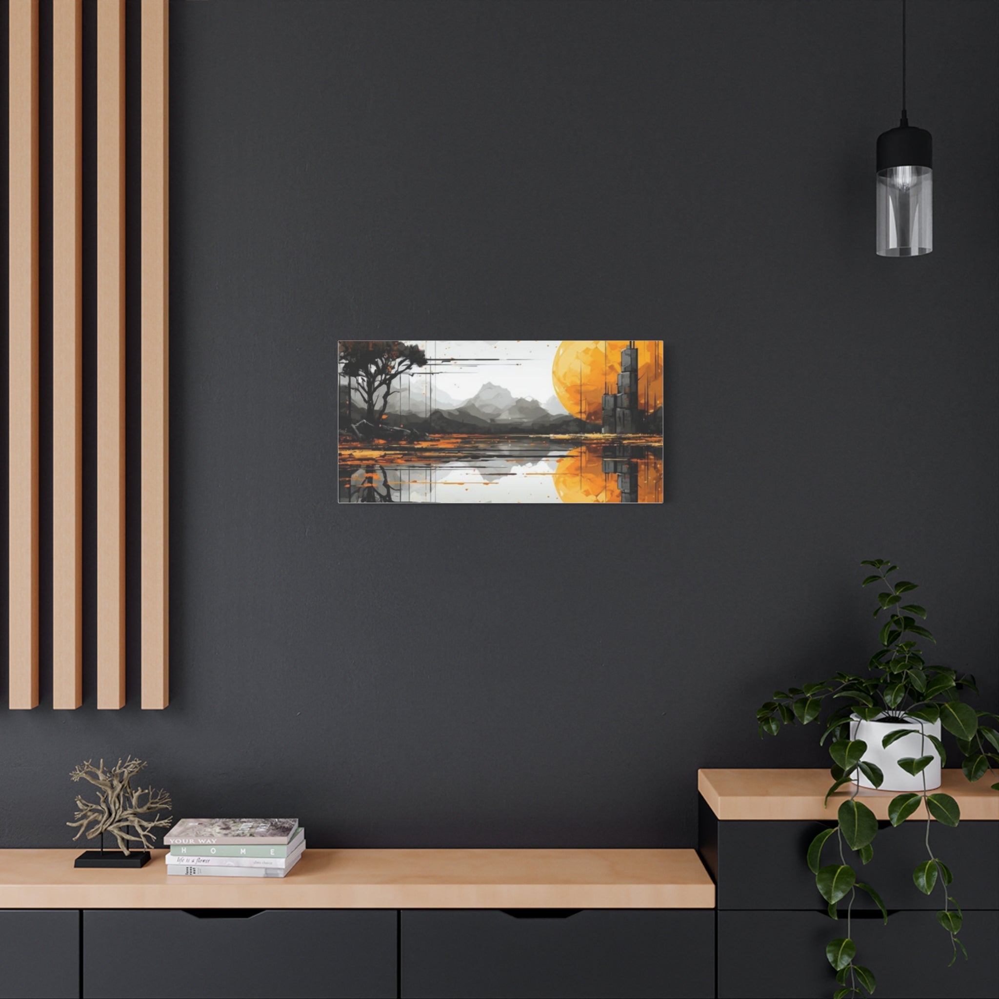 Autumn Lake Moon Matte Canvas Print — Stretched 1.25"