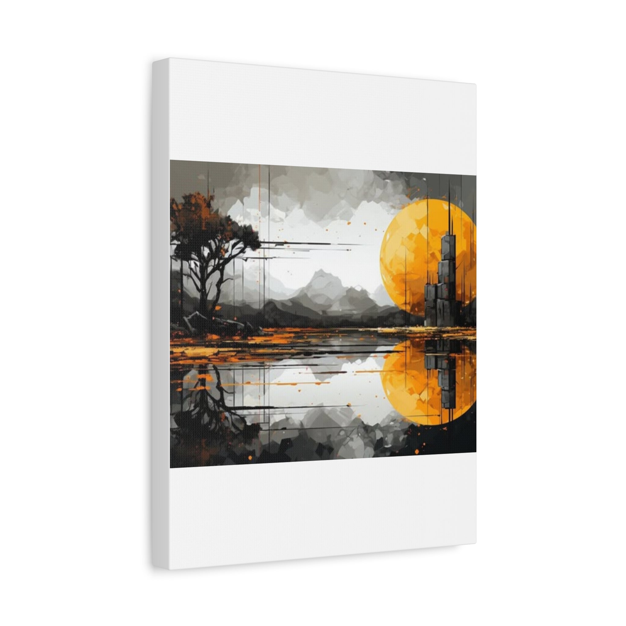 Autumn Lake Moon Matte Canvas Print — Stretched 1.25"