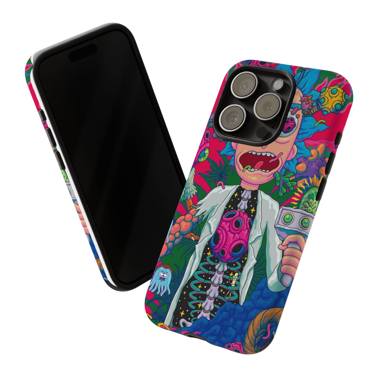 Rick and Morty Psychedelic iPhone Tough Case – Colorful Cartoon Science Design