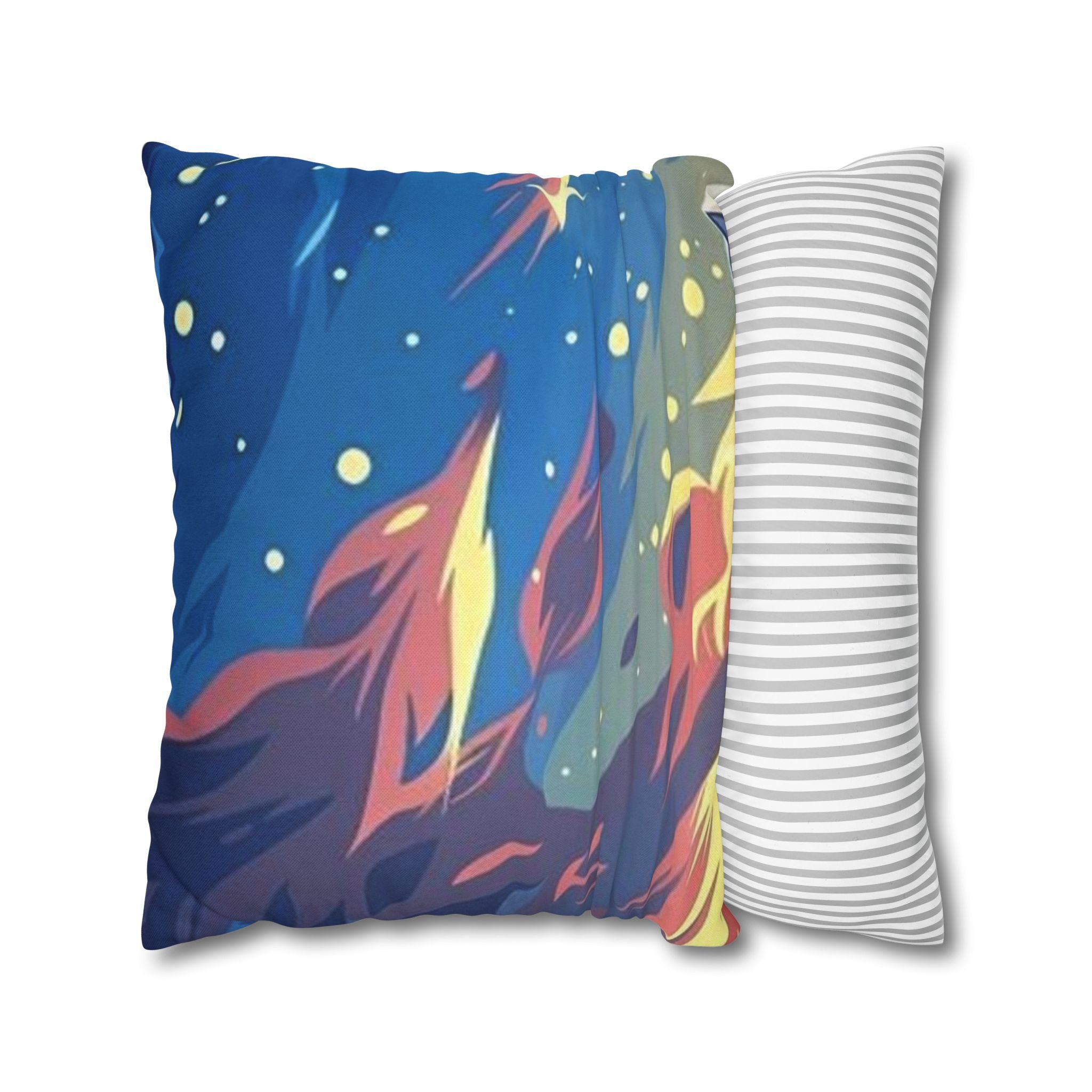 Aurora Flame Decorative Pillowcase — Abstract Night Sky Throw Pillow Cover