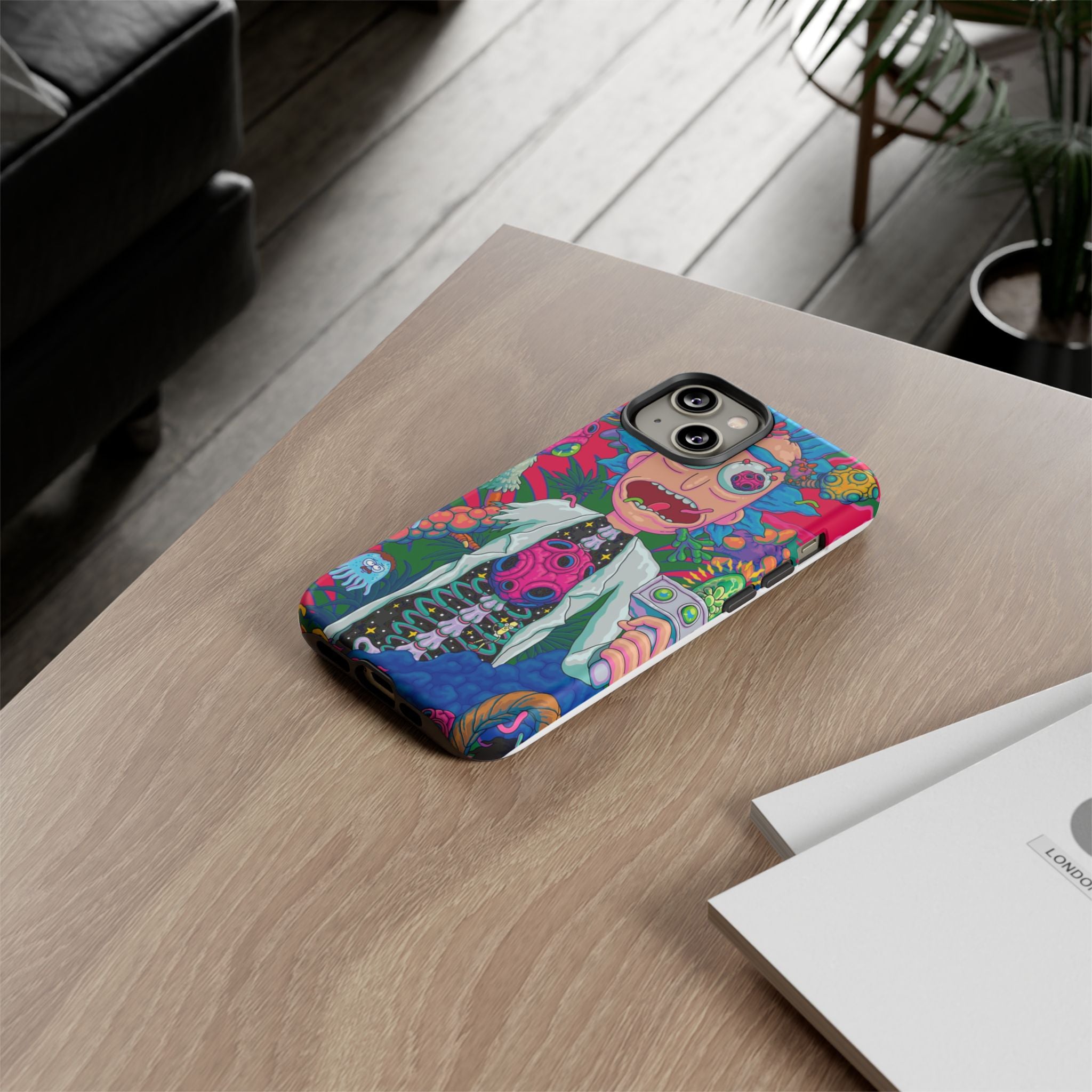 Rick and Morty Psychedelic iPhone Tough Case – Colorful Cartoon Science Design