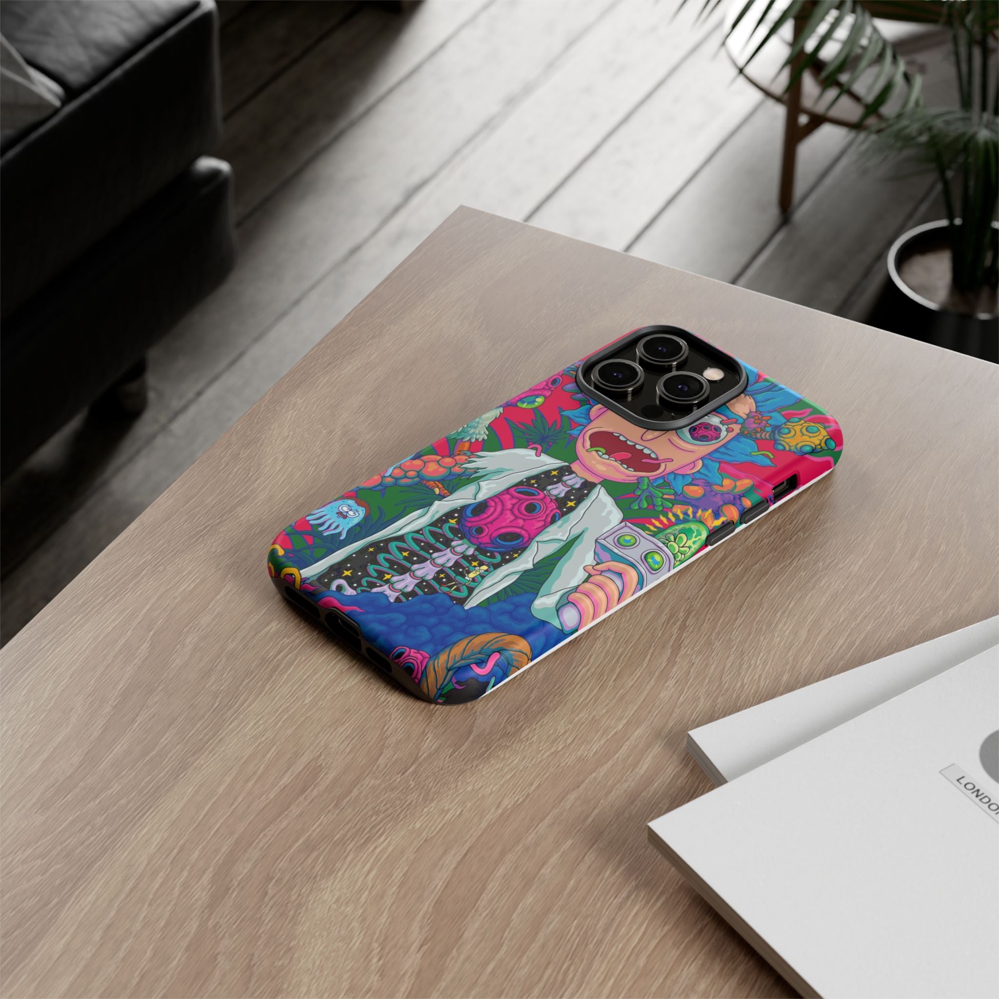 Rick and Morty Psychedelic iPhone Tough Case – Colorful Cartoon Science Design