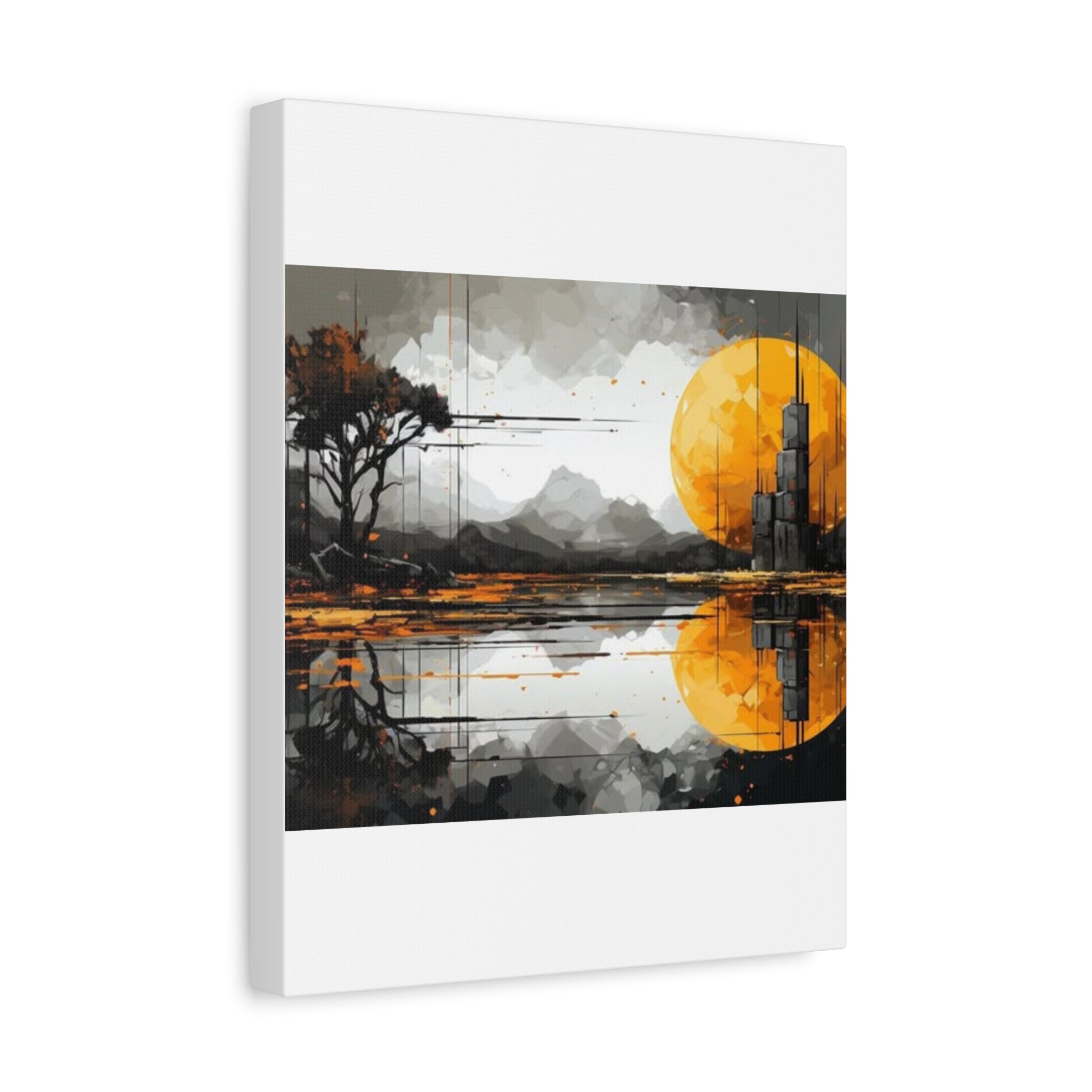 Autumn Lake Moon Matte Canvas Print — Stretched 1.25"