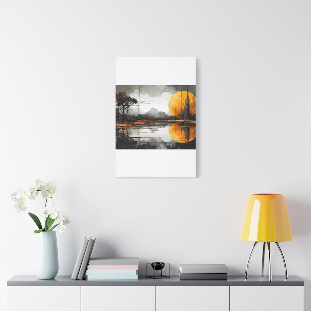 Autumn Lake Moon Matte Canvas Print — Stretched 1.25"