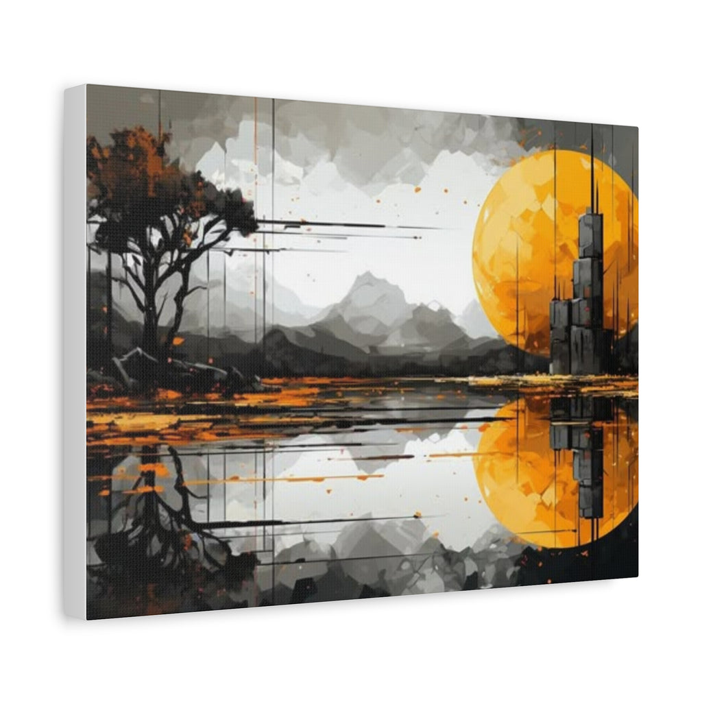 Autumn Lake Moon Matte Canvas Print — Stretched 1.25"