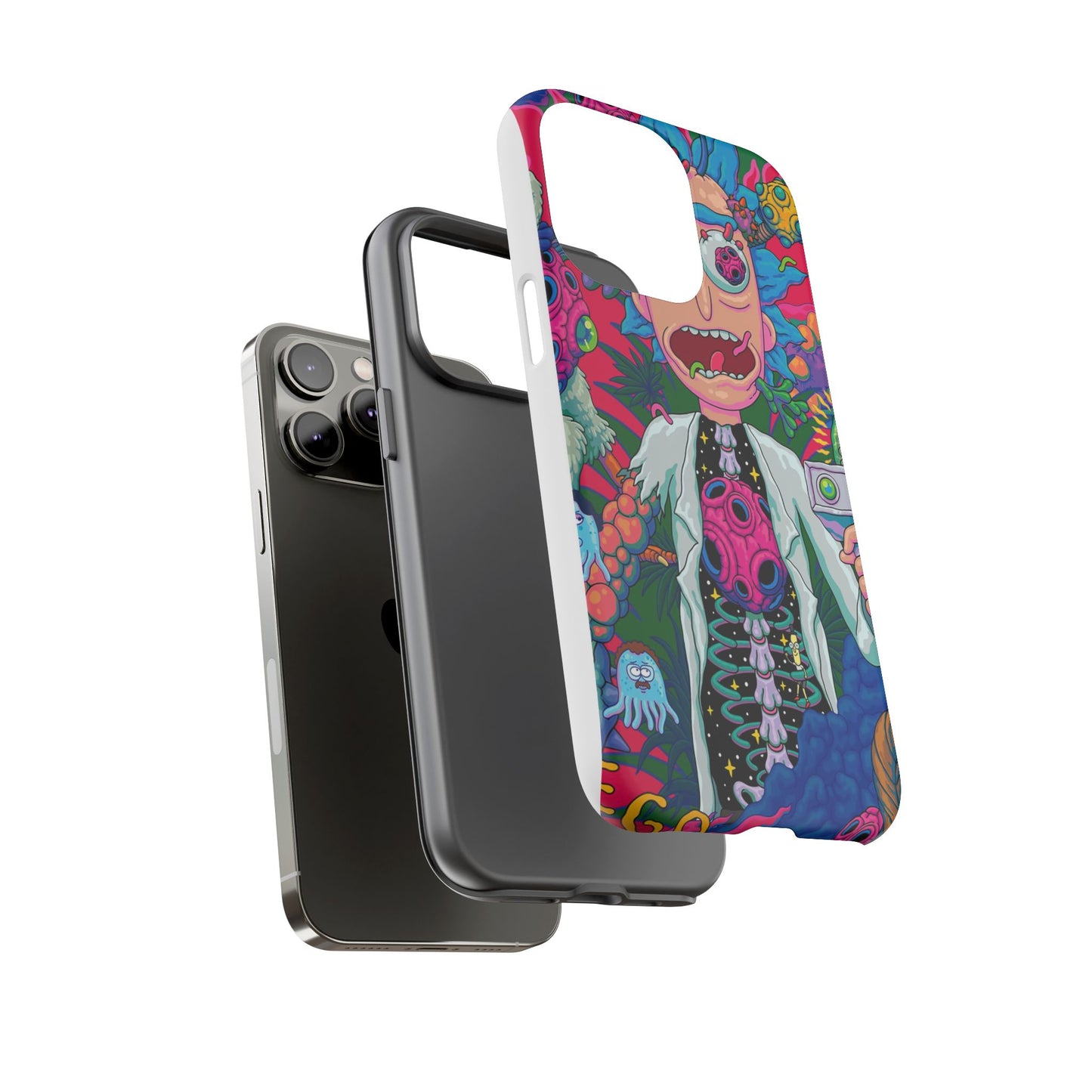 Rick and Morty Psychedelic iPhone Tough Case – Colorful Cartoon Science Design