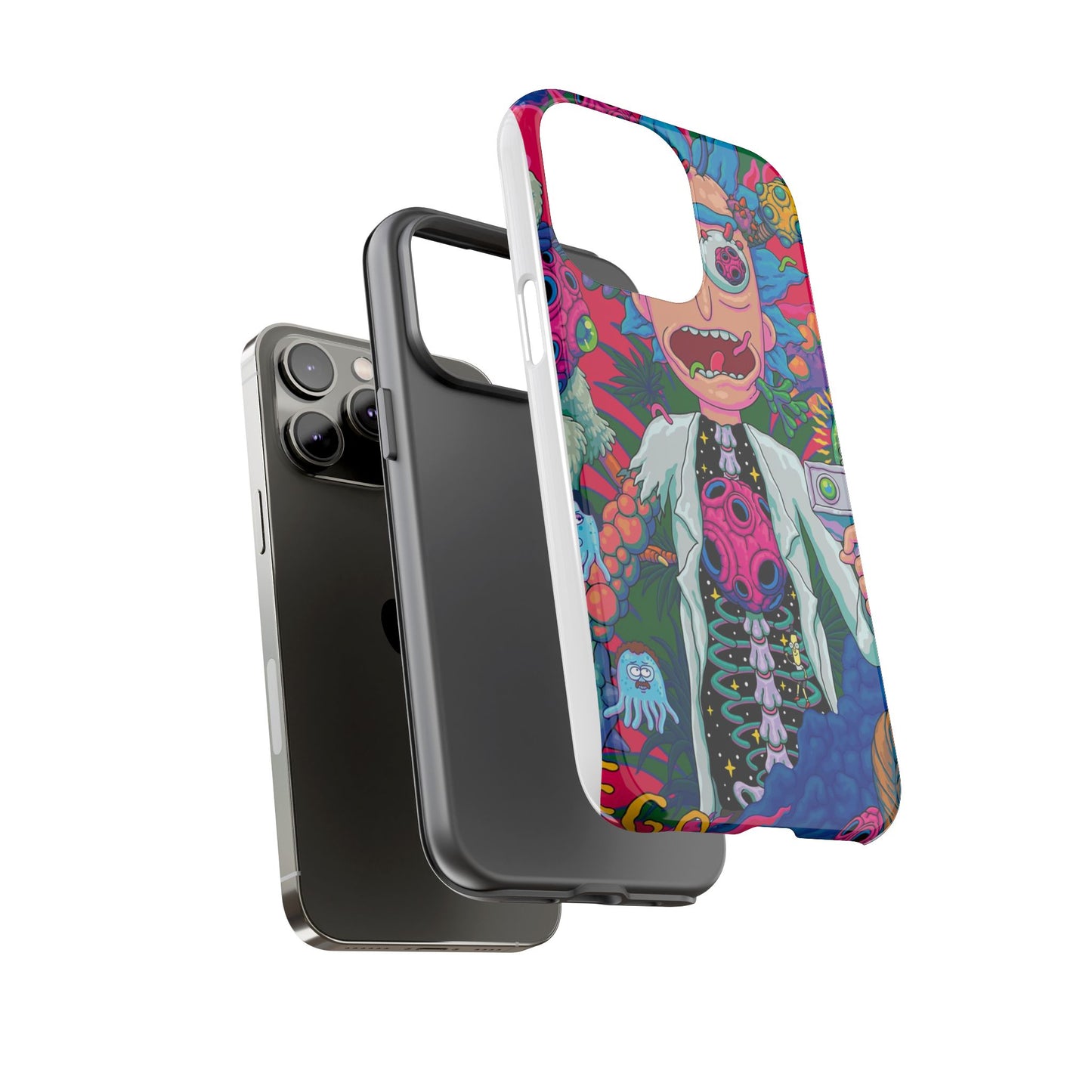 Rick and Morty Psychedelic iPhone Tough Case – Colorful Cartoon Science Design