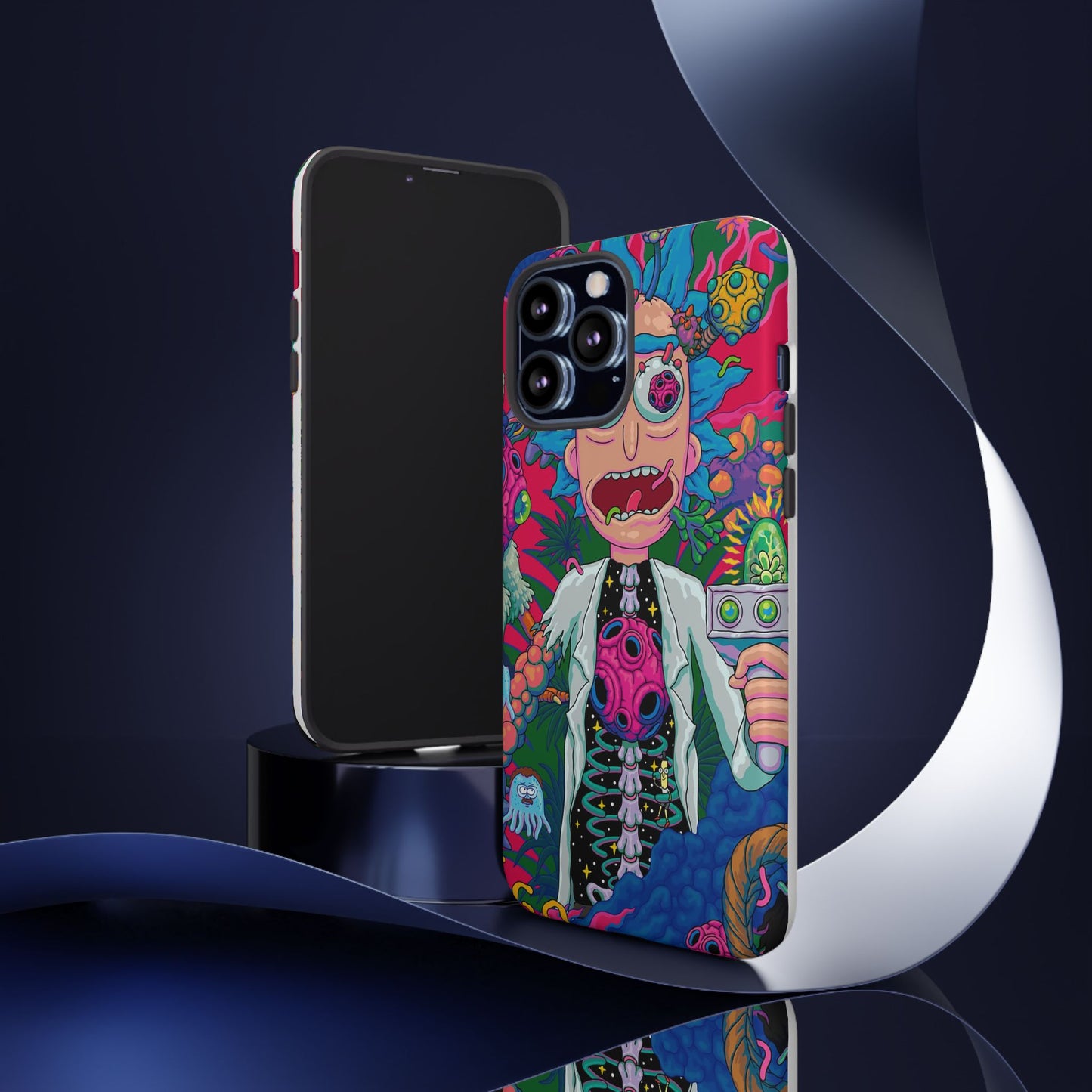 Rick and Morty Psychedelic iPhone Tough Case – Colorful Cartoon Science Design