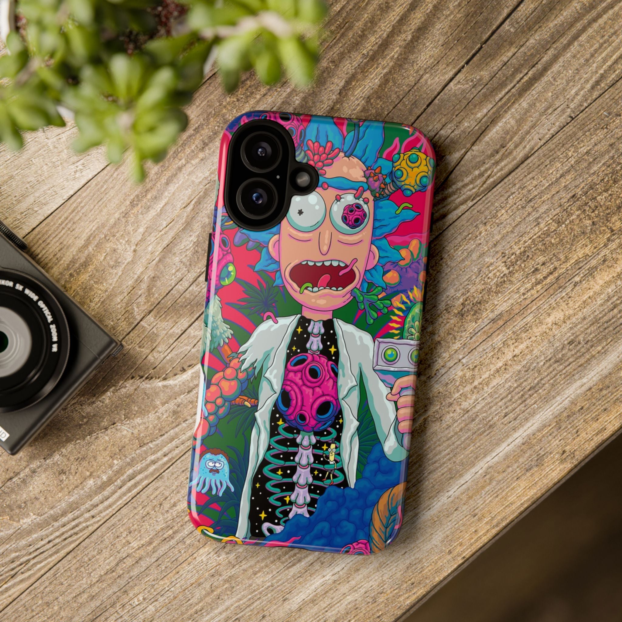 Rick and Morty Psychedelic iPhone Tough Case – Colorful Cartoon Science Design
